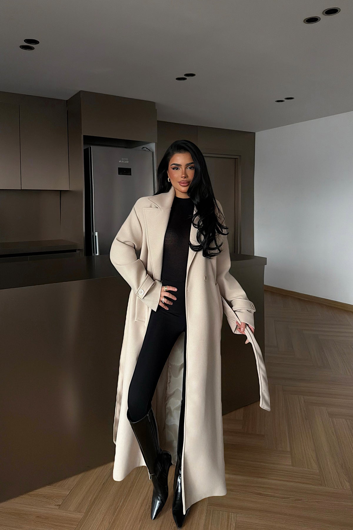 Stone Button Detail Coat