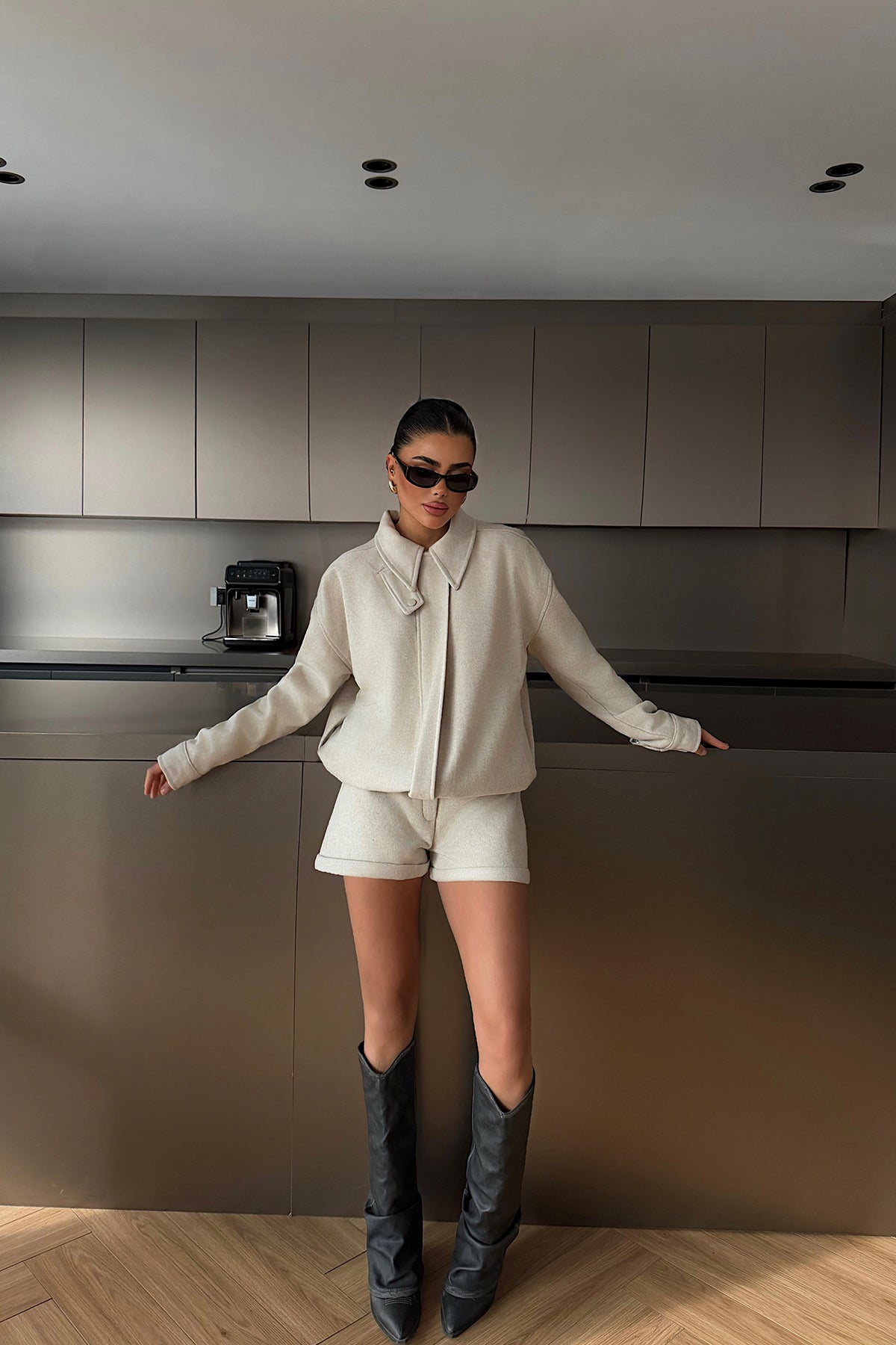 Cream Shorts and Jacket Set