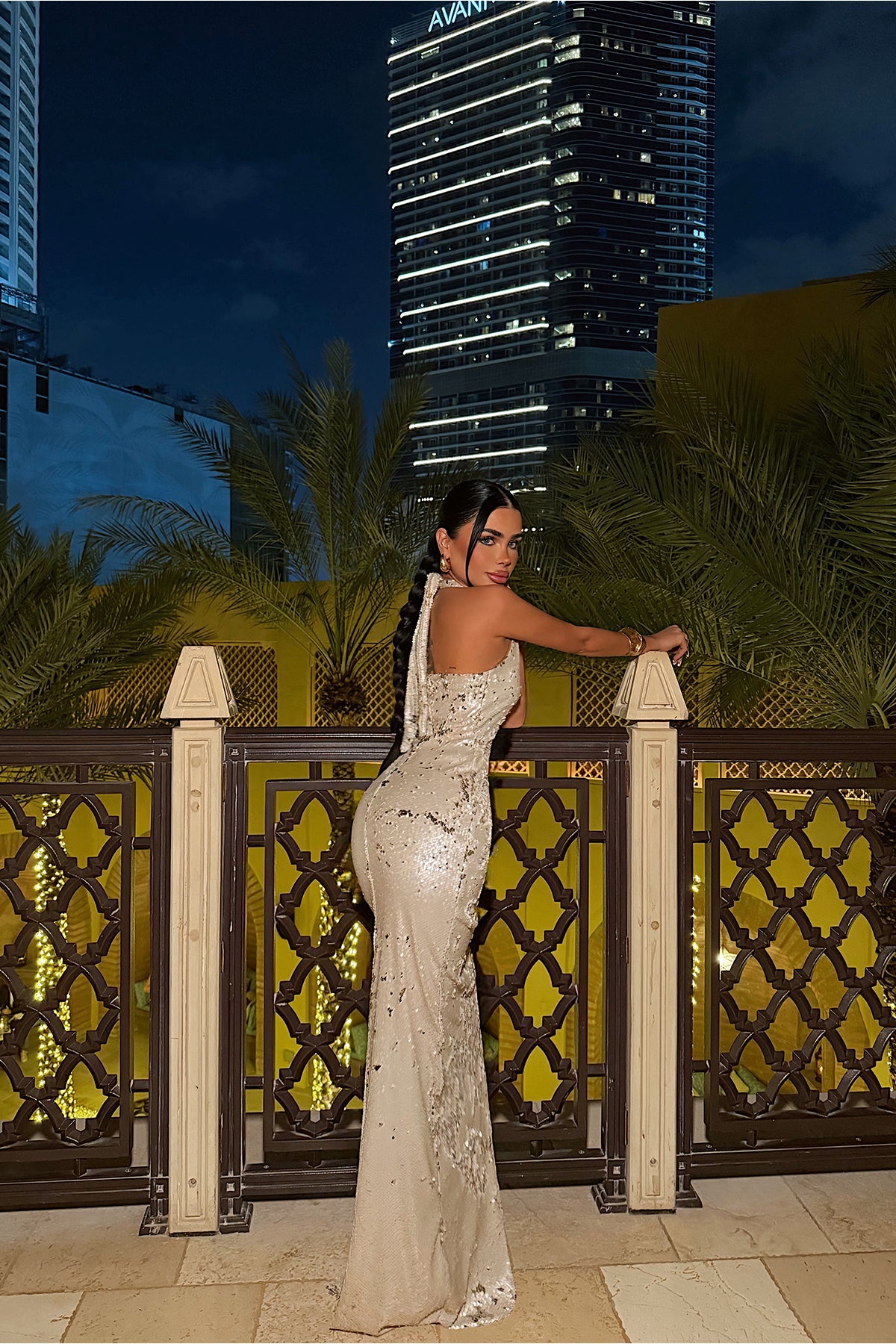 Cream Hologram Strappy Dress