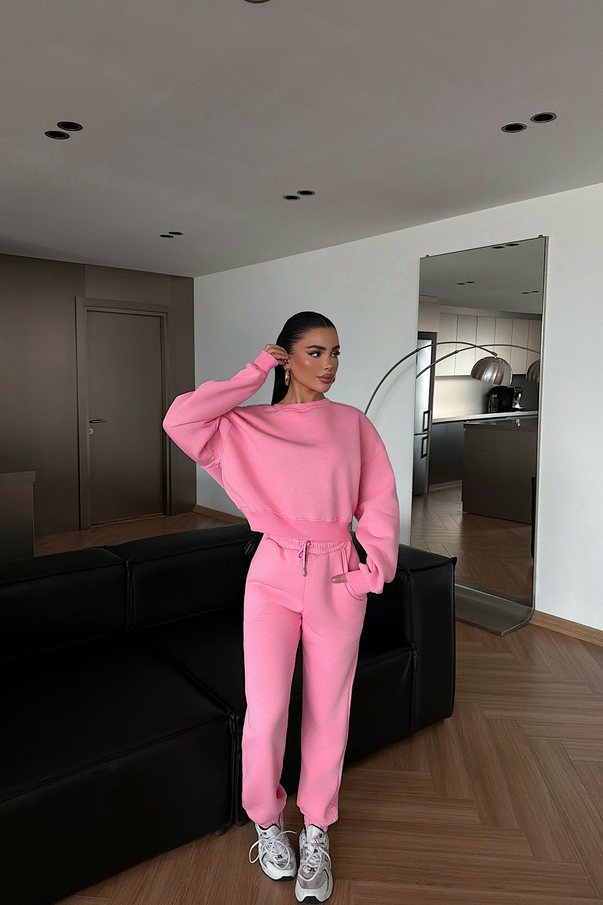 Pink Basic Tracksuit Set
