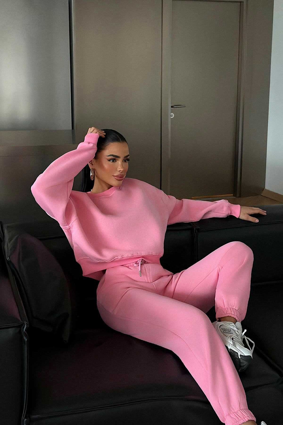 Pink Basic Tracksuit Set