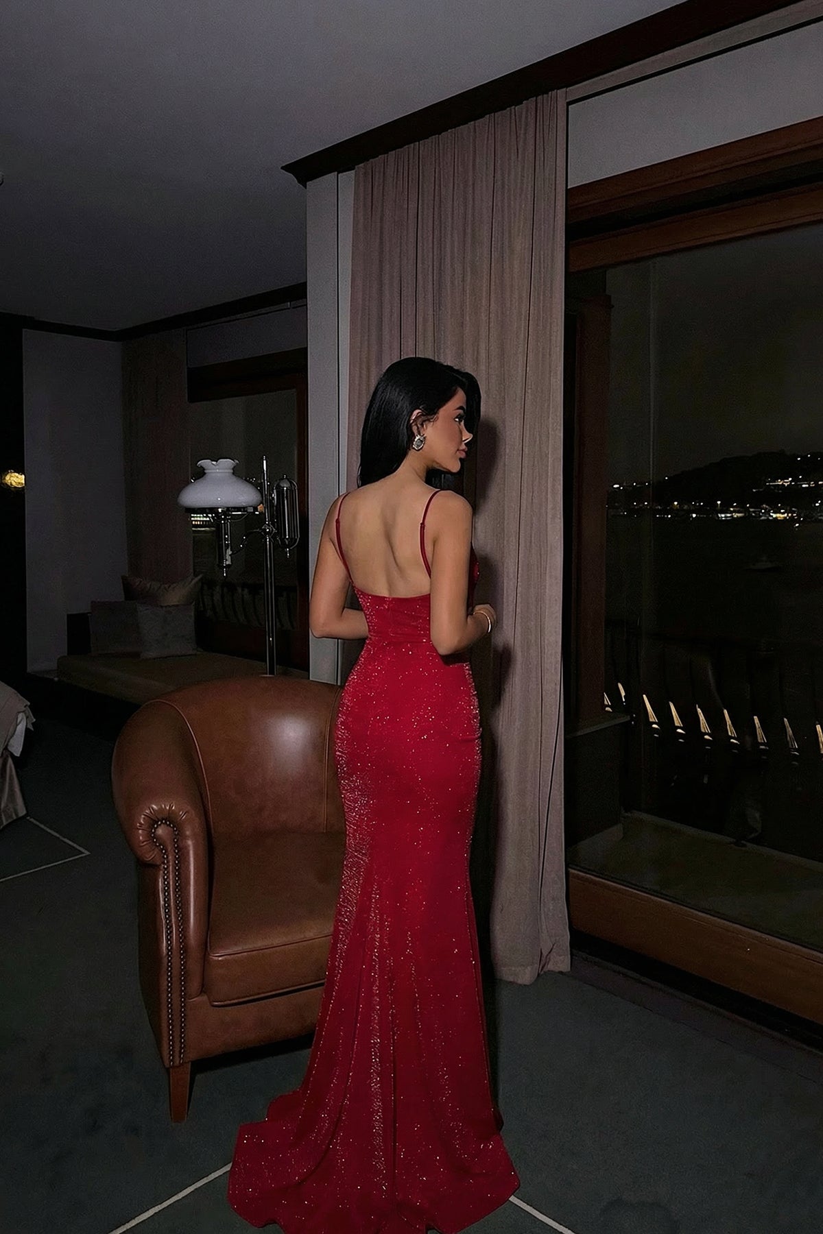 Red Strappy Long Dress