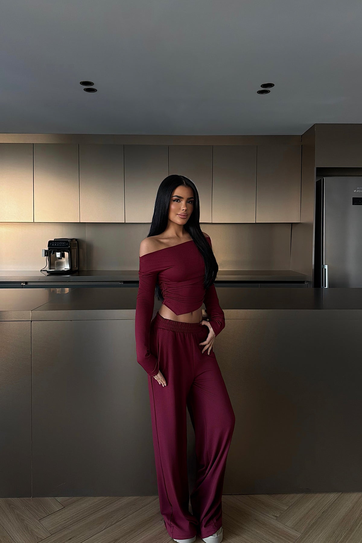 Claret Red Trousers Set