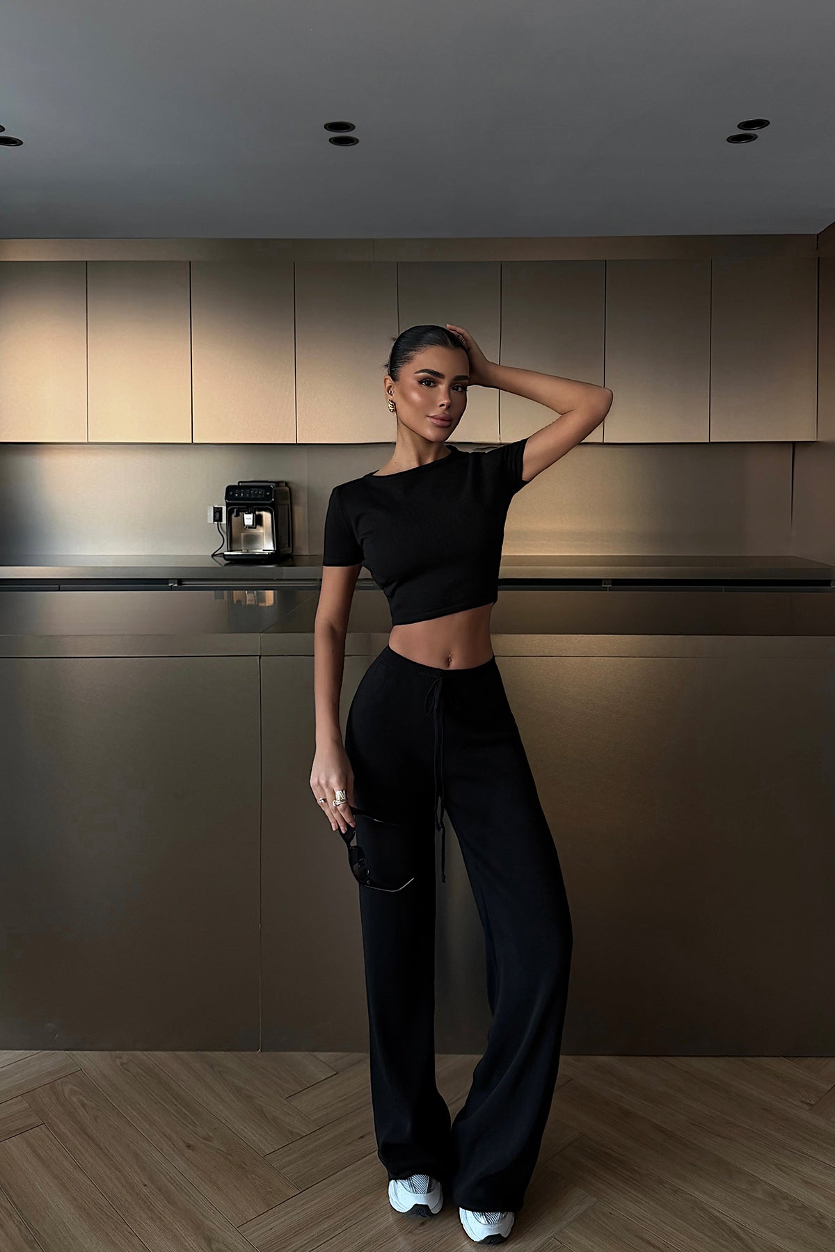 Black Crop Pants Suit