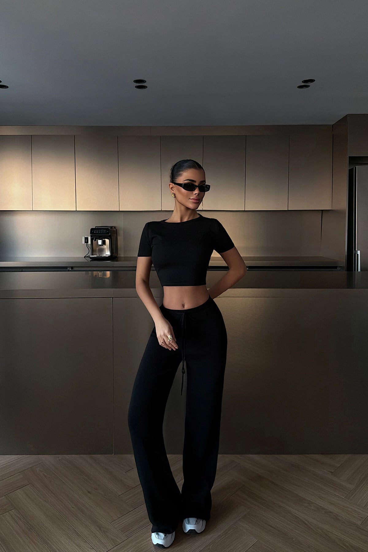 Black Crop Pants Suit