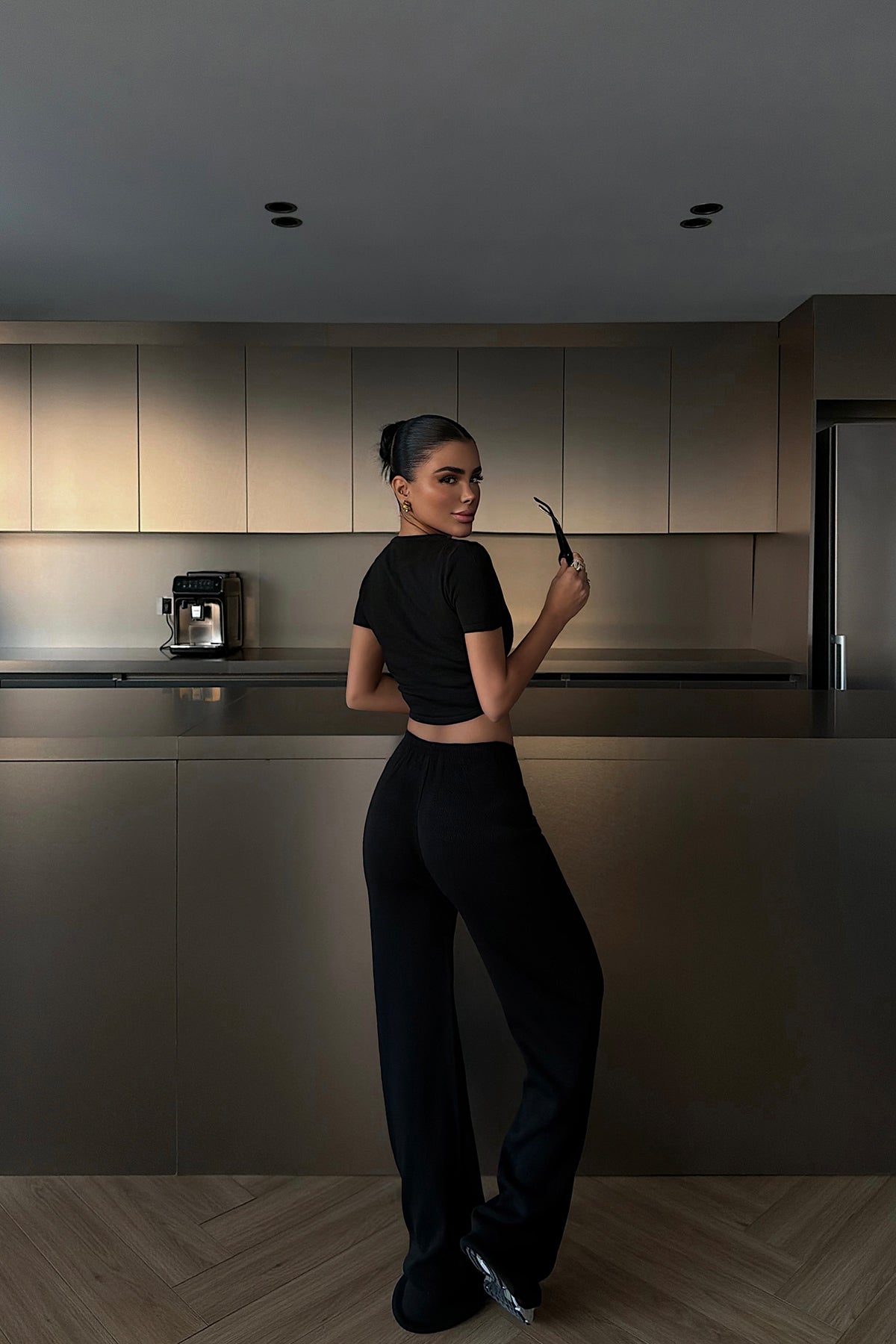Black Crop Pants Suit