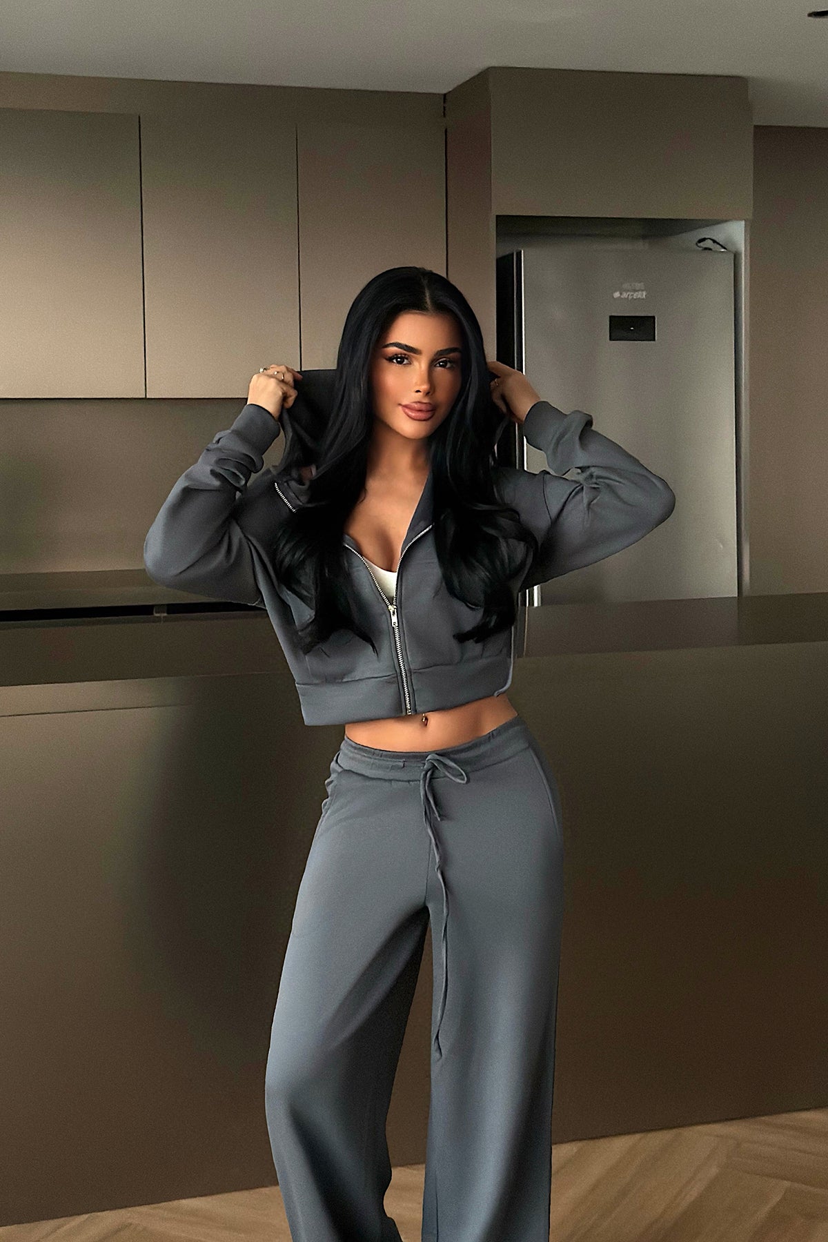 Anthracite Zip-Up Tracksuit Set