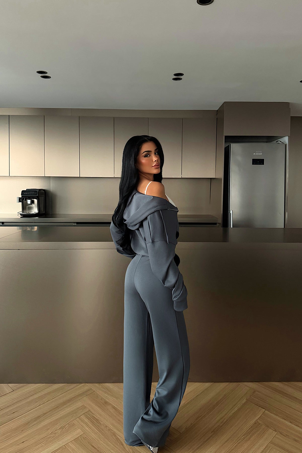 Anthracite Zip-Up Tracksuit Set