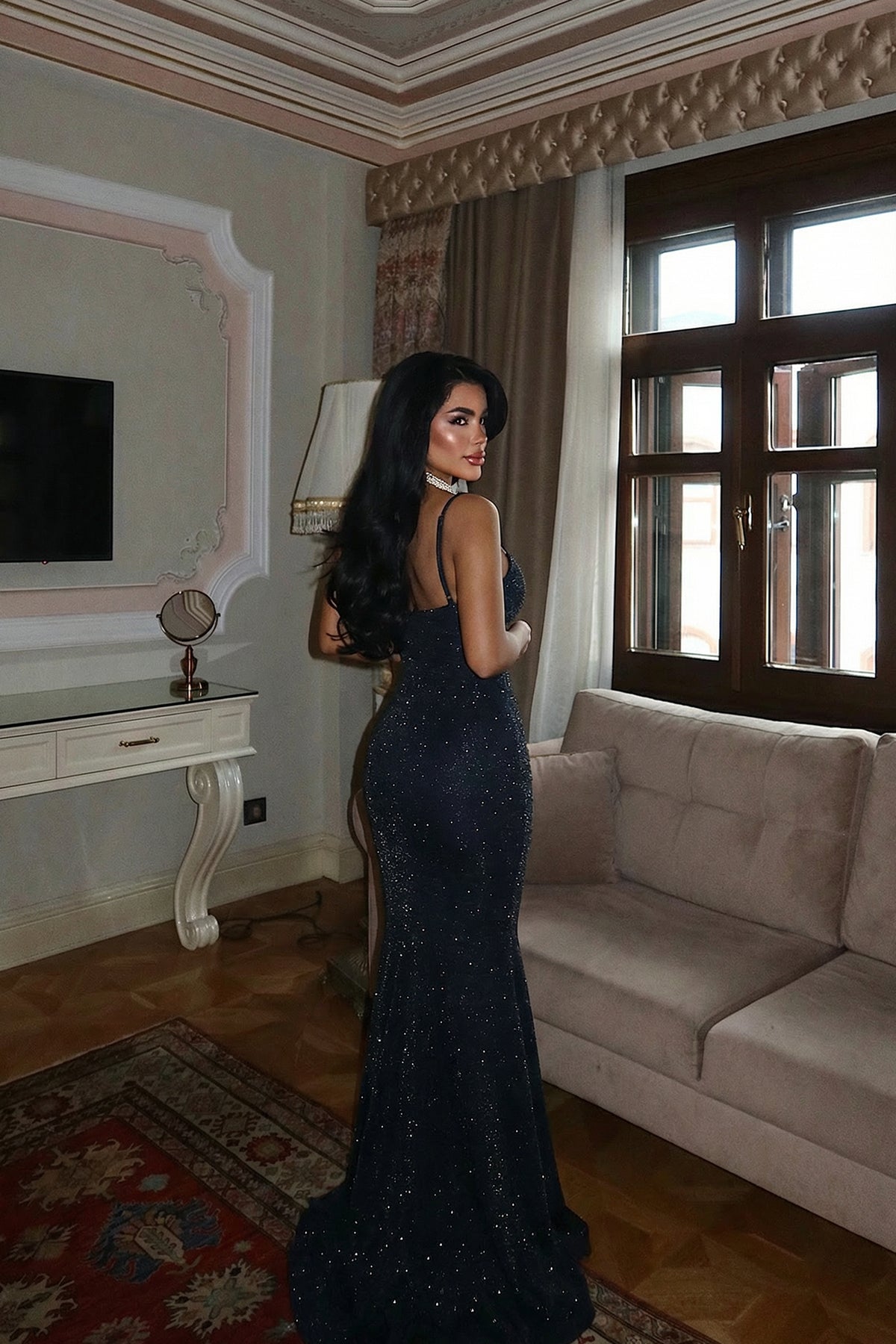 Navy Blue Strappy Long Dress