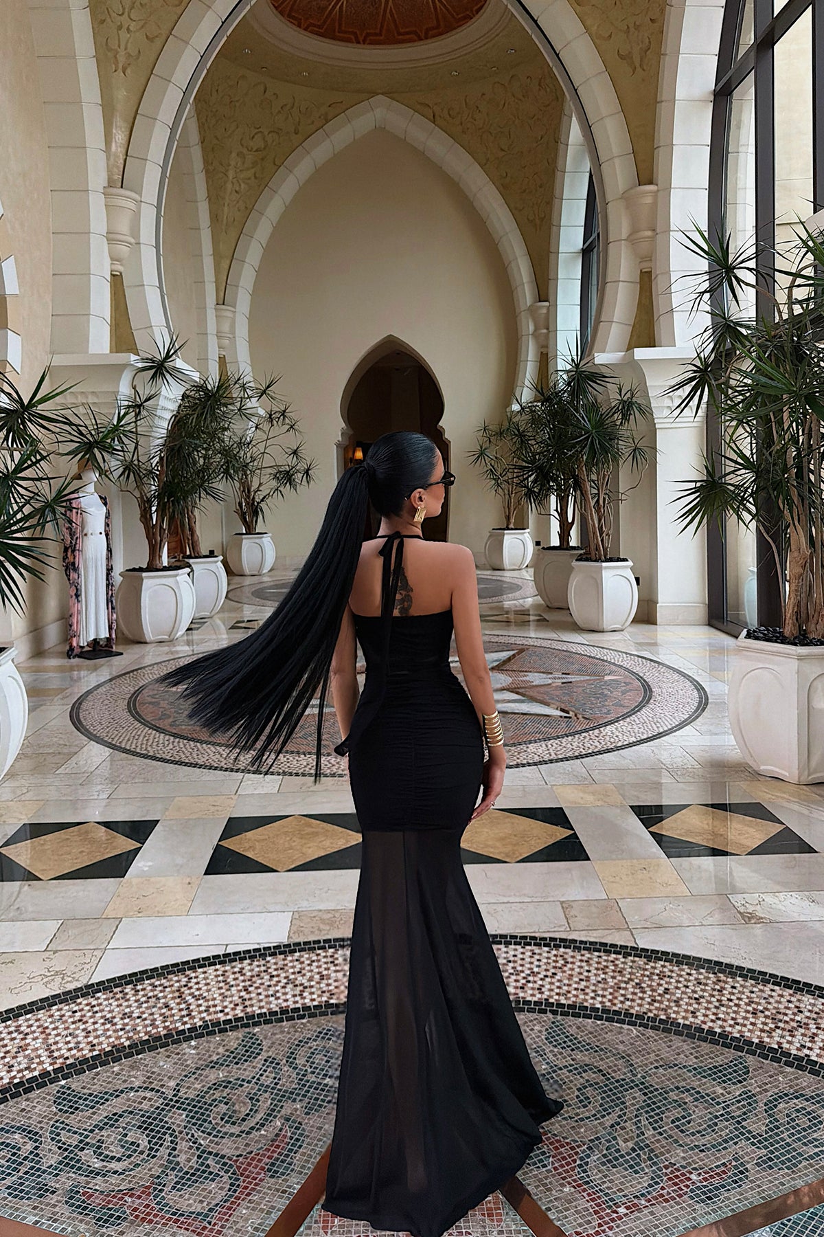 Black Transparent Strappy Long Dress