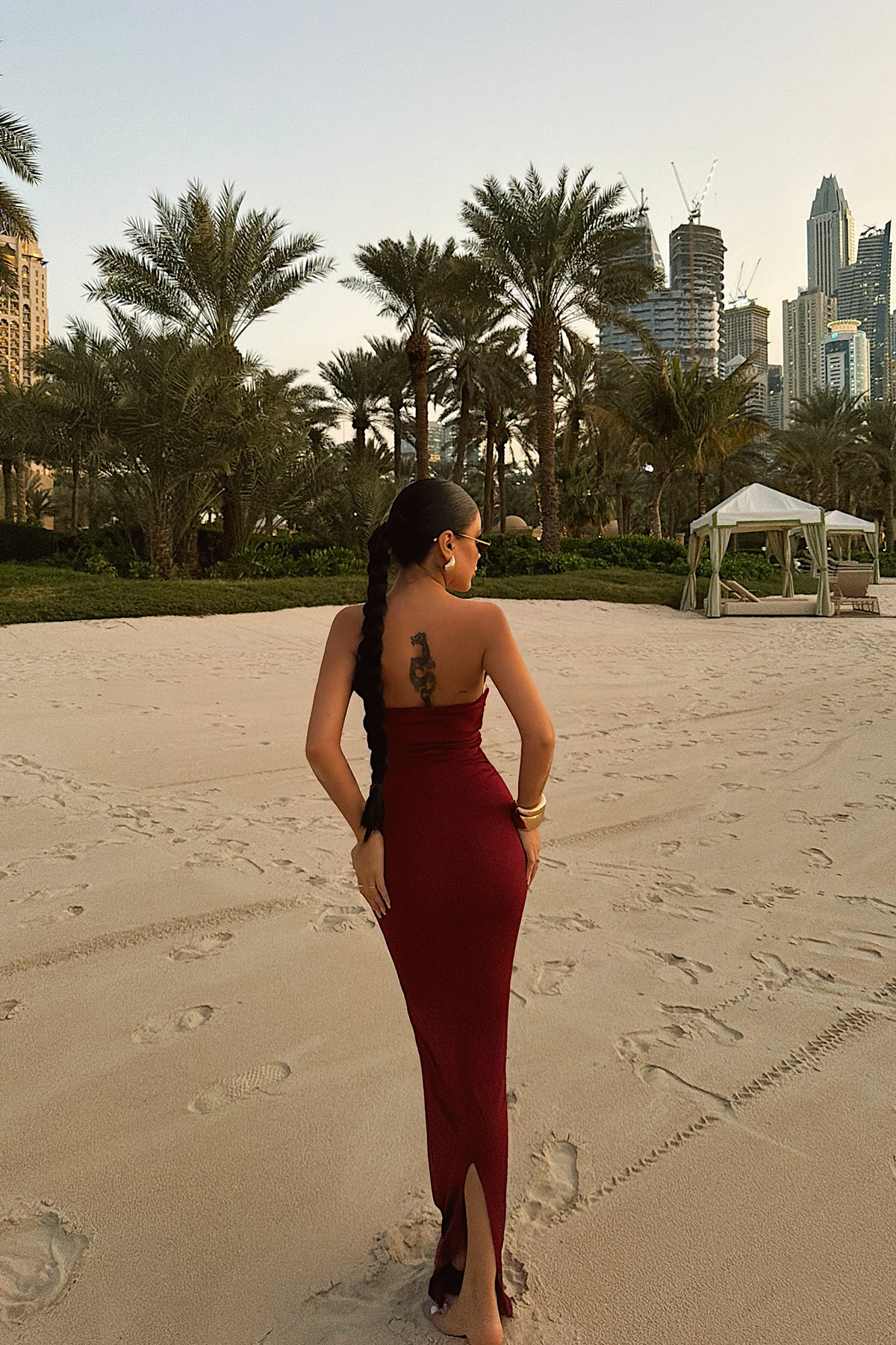 Burgundy Buckle Detail Dress
