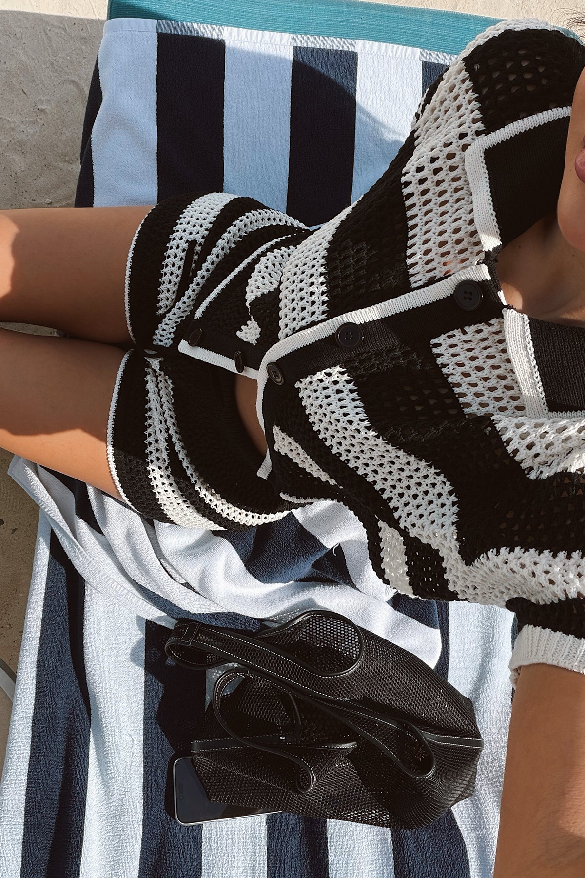 Two-Color Patterned Knitted Shorts Set