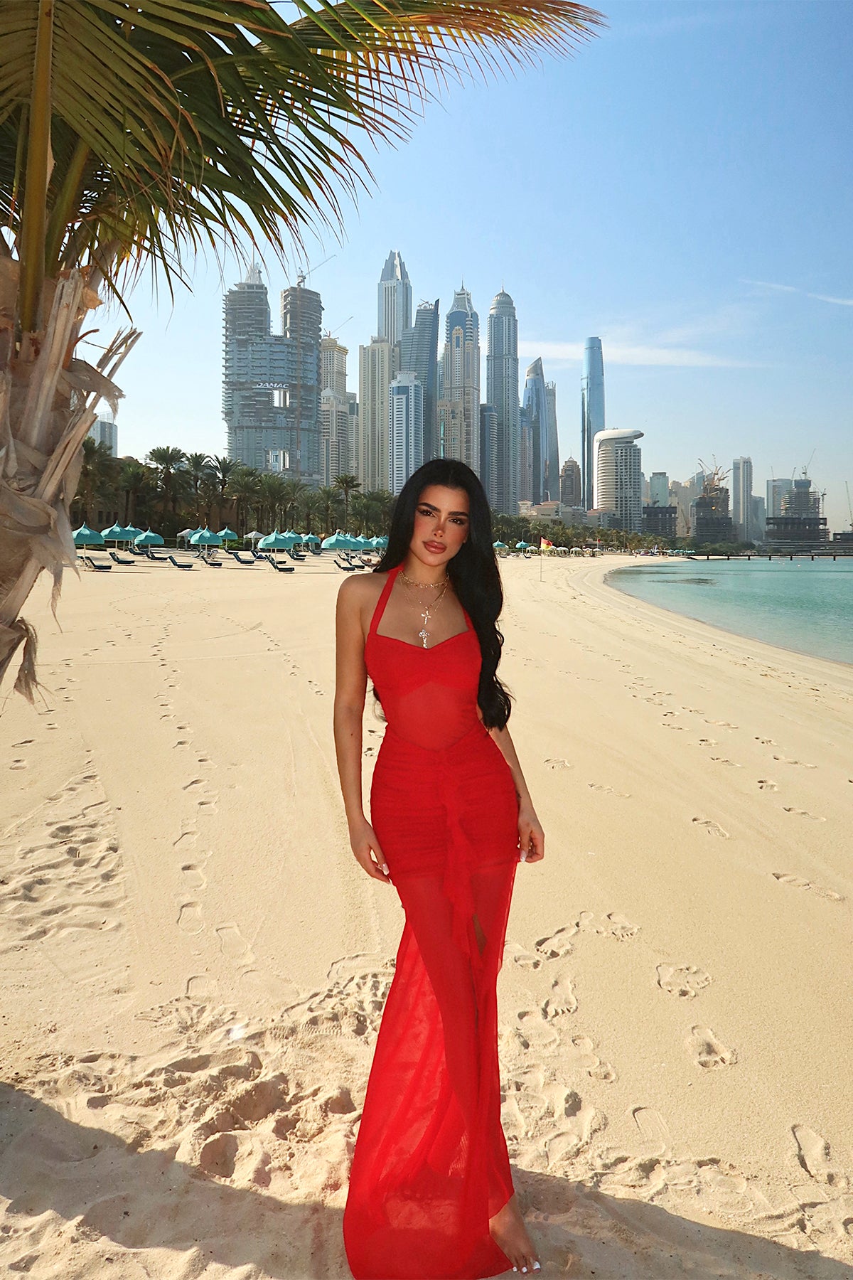 Red Transparent Strappy Dress