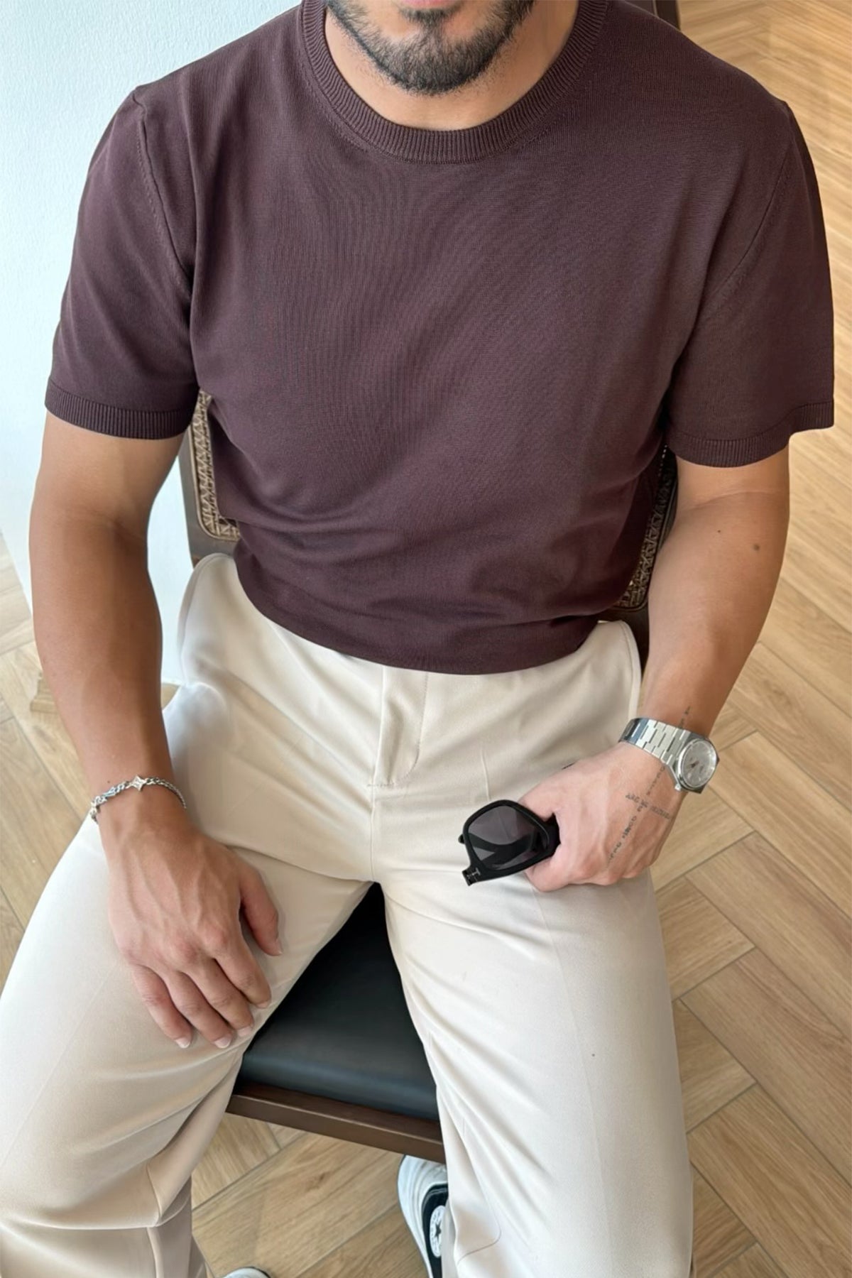 Acı Kahve Triko Basic Tişört 8