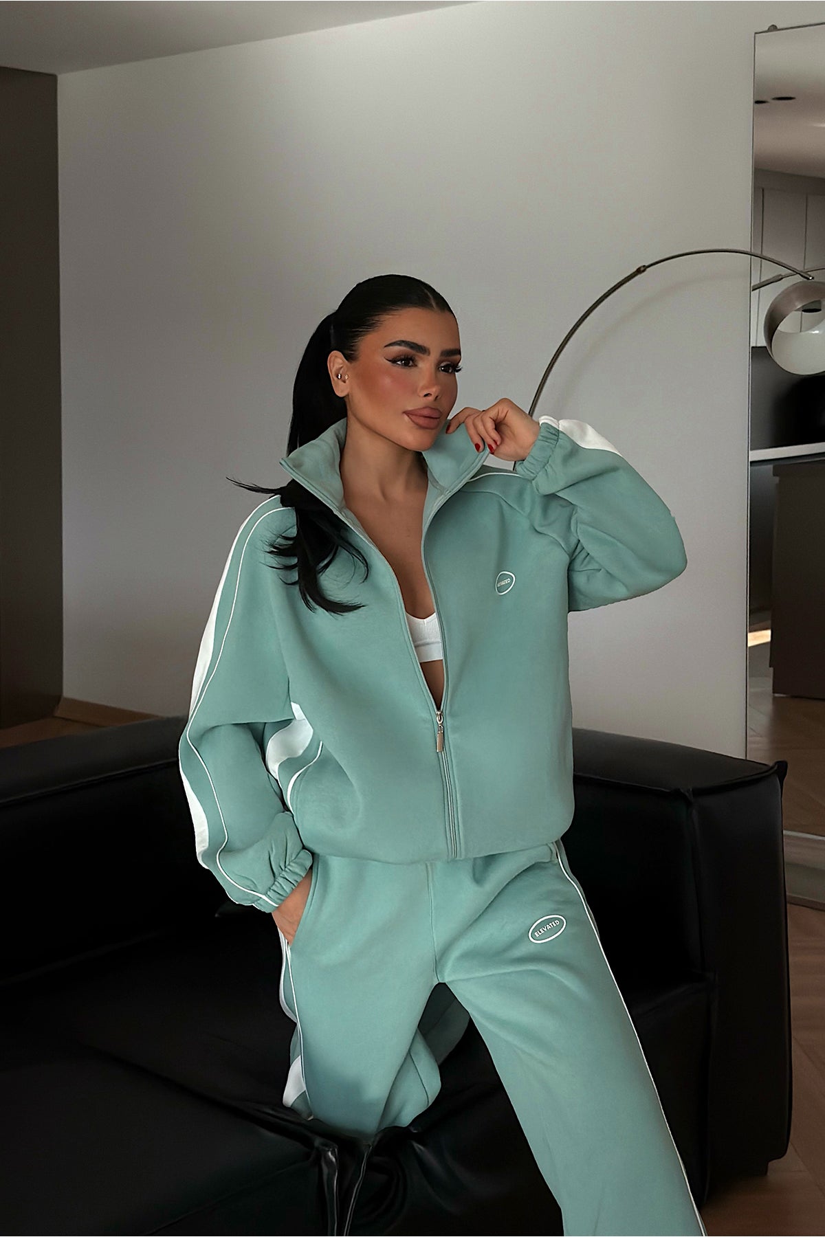 Aqua Green Elevated Print Tracksuit