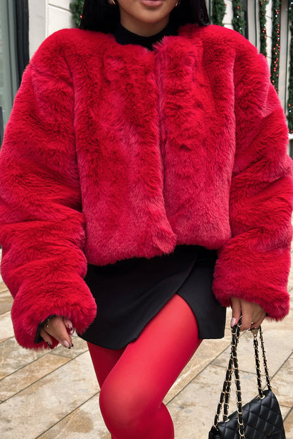 Aria Red Plush Short Fur