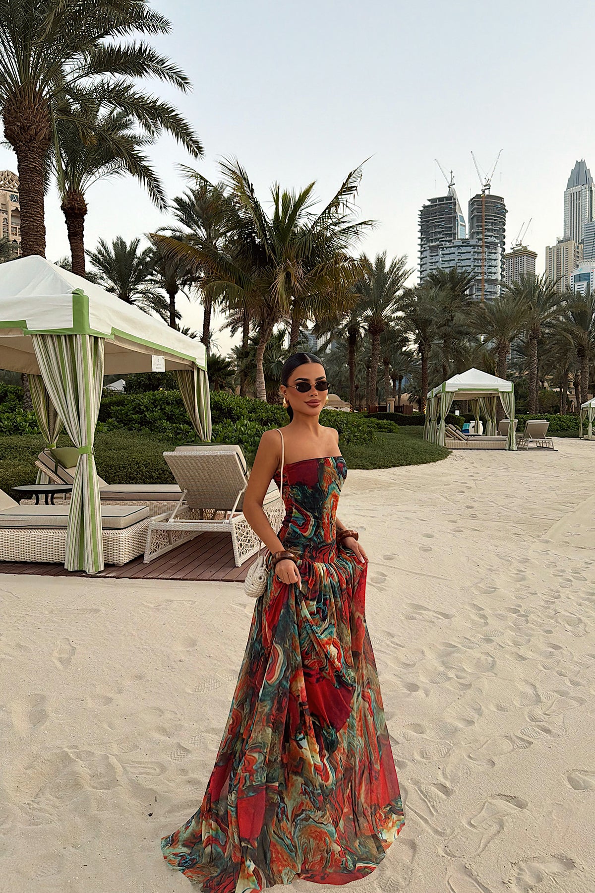 Batik Pattern Strappy Long Dress