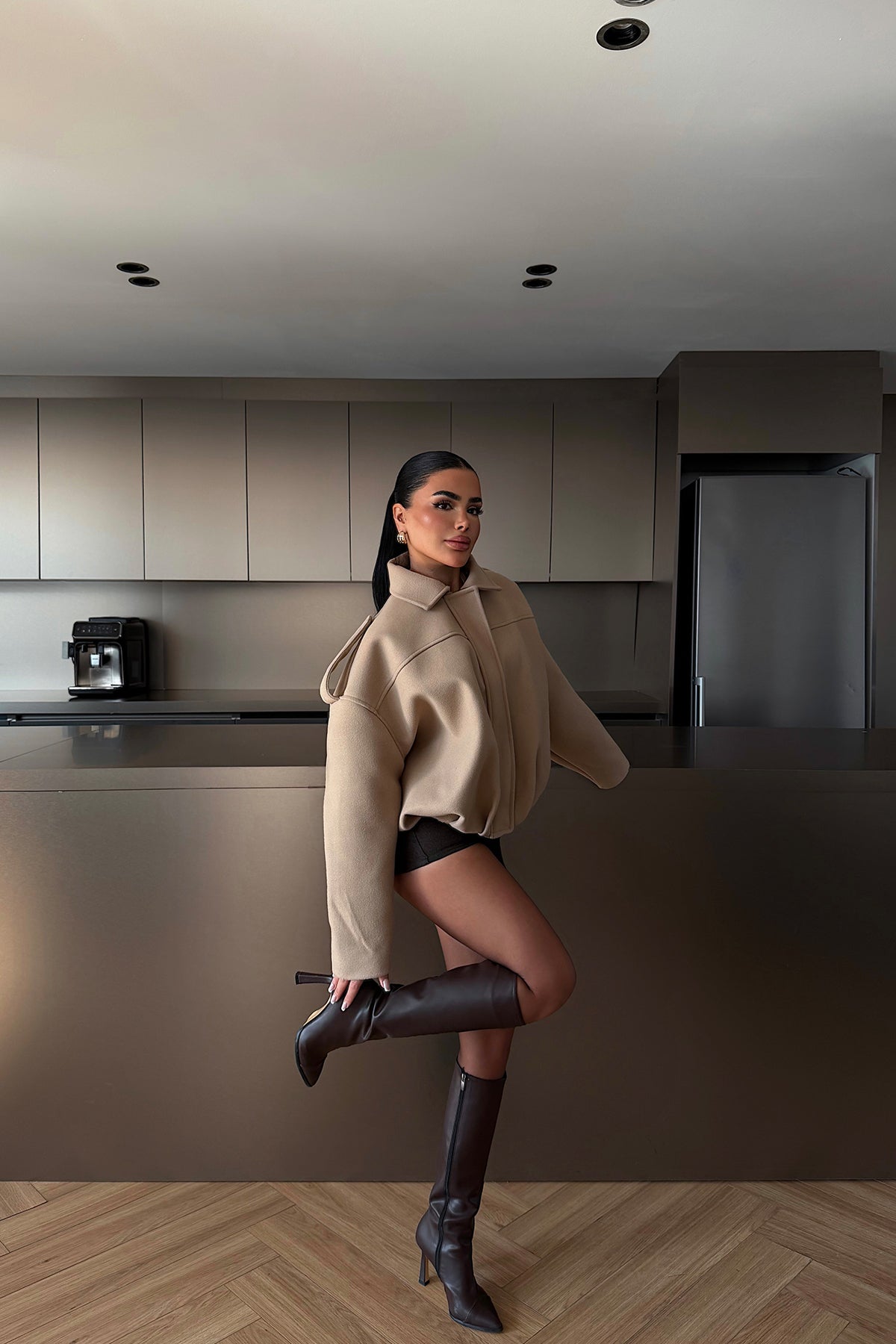 Beige Bomber Jacket
