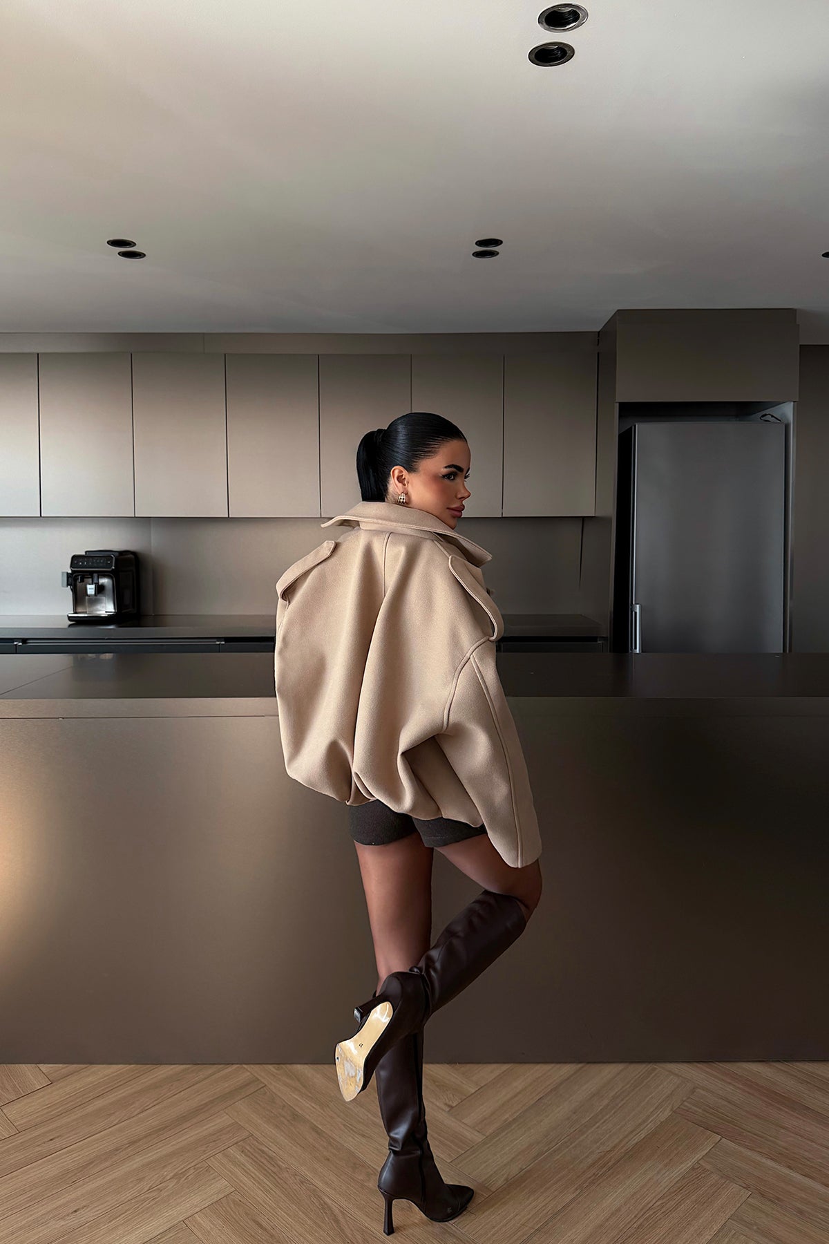 Beige Bomber Jacket