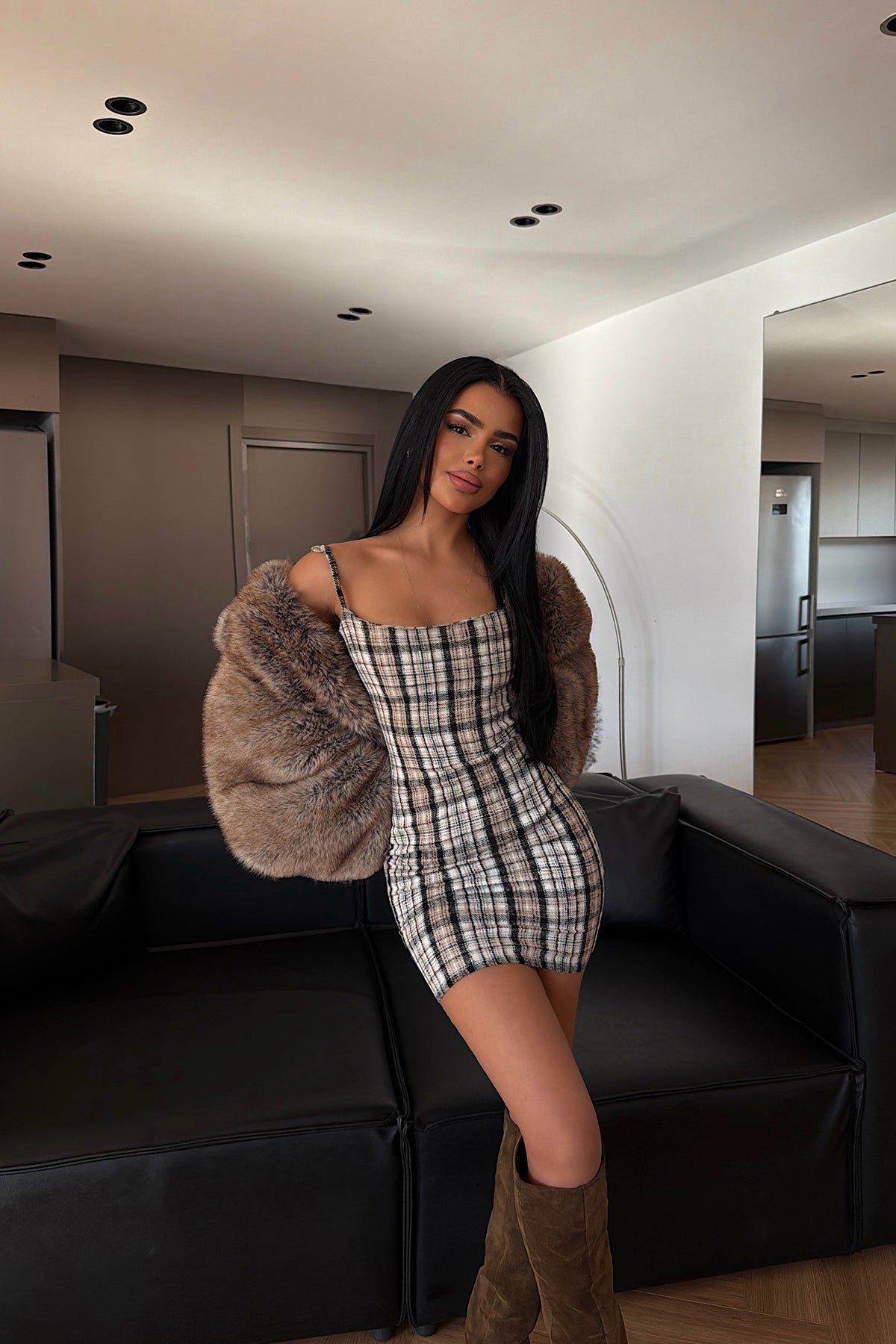 Beige Strappy Mini Dress