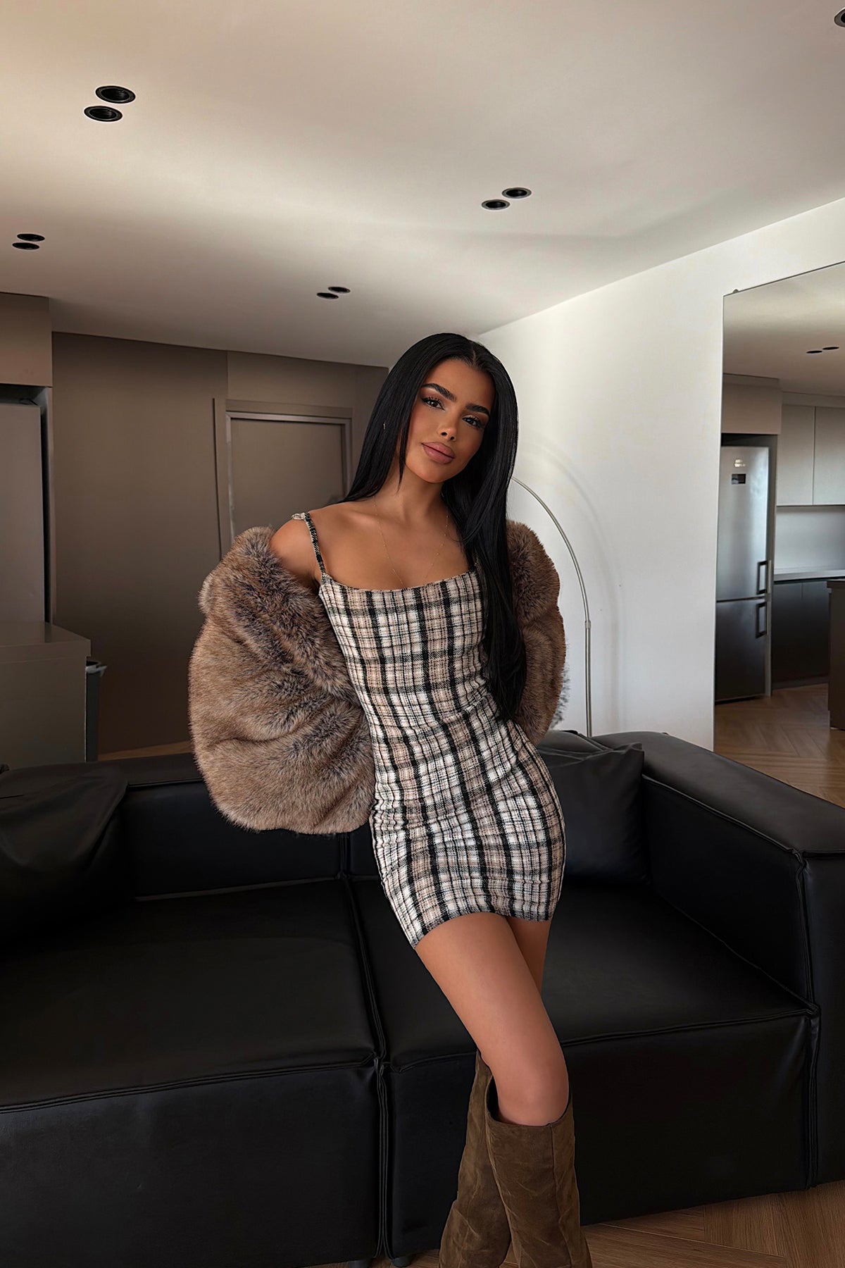 Beige Strappy Mini Dress