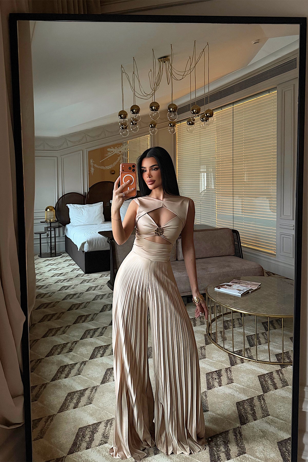 Beige Window Detail Jumpsuit