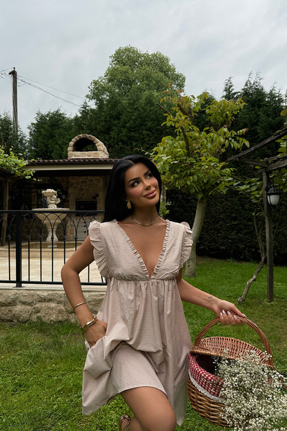 Beige Strappy Mini Dress