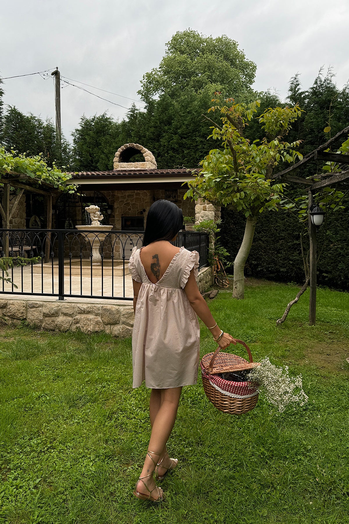 Beige Strappy Mini Dress