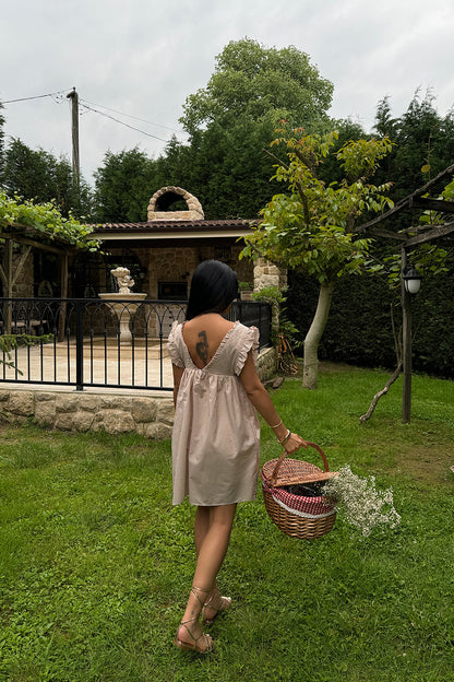 Beige Strappy Mini Dress