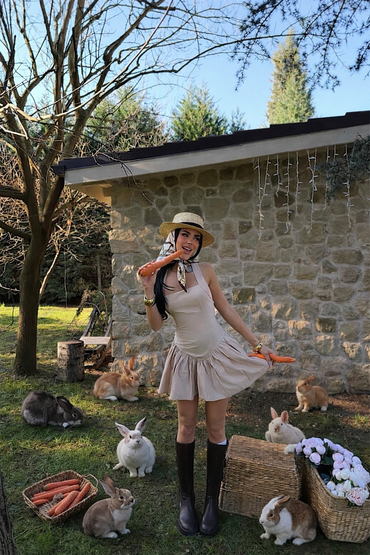 Bej Annalise Mini Elbise 4