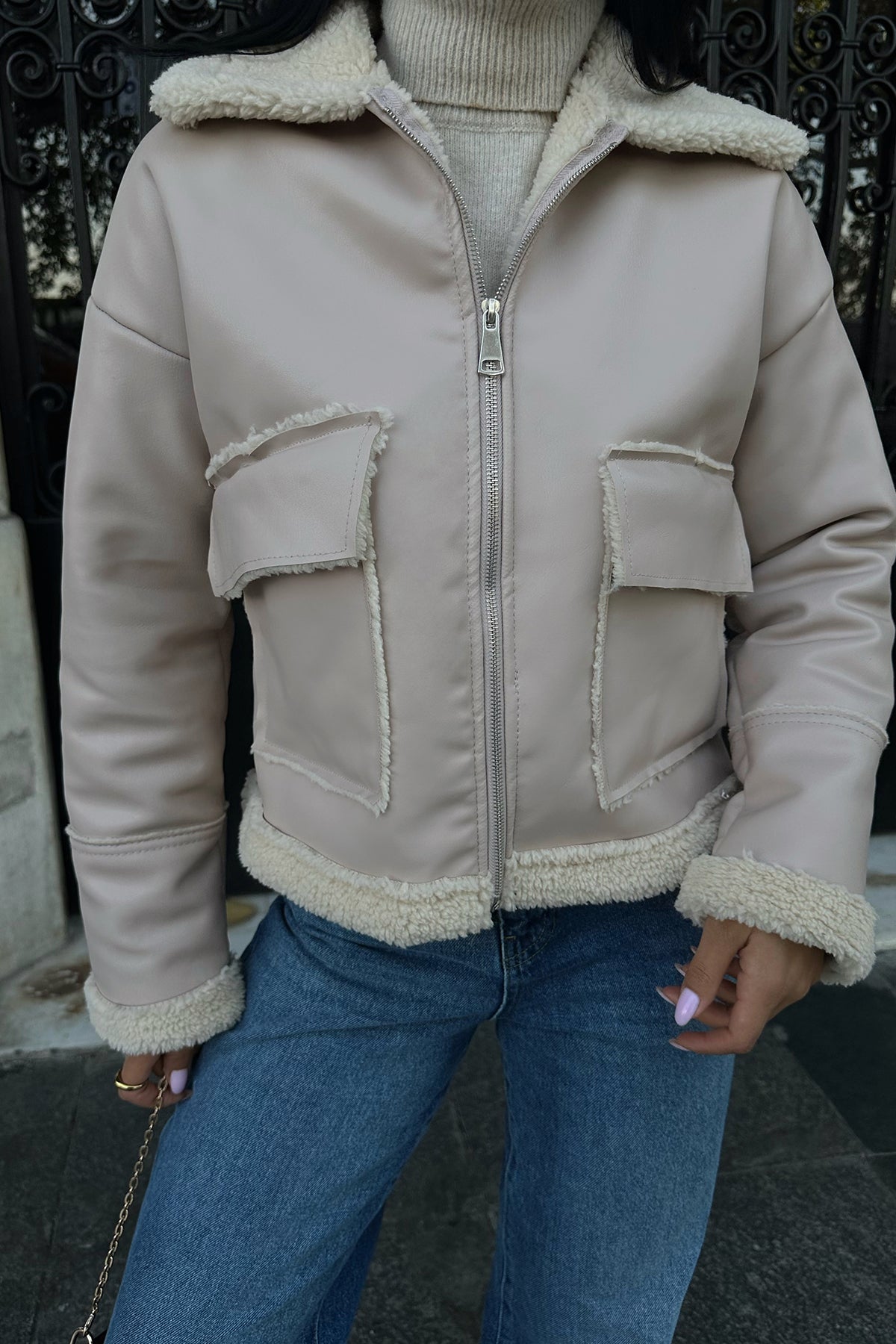 Beige Pocket Detail Jacket