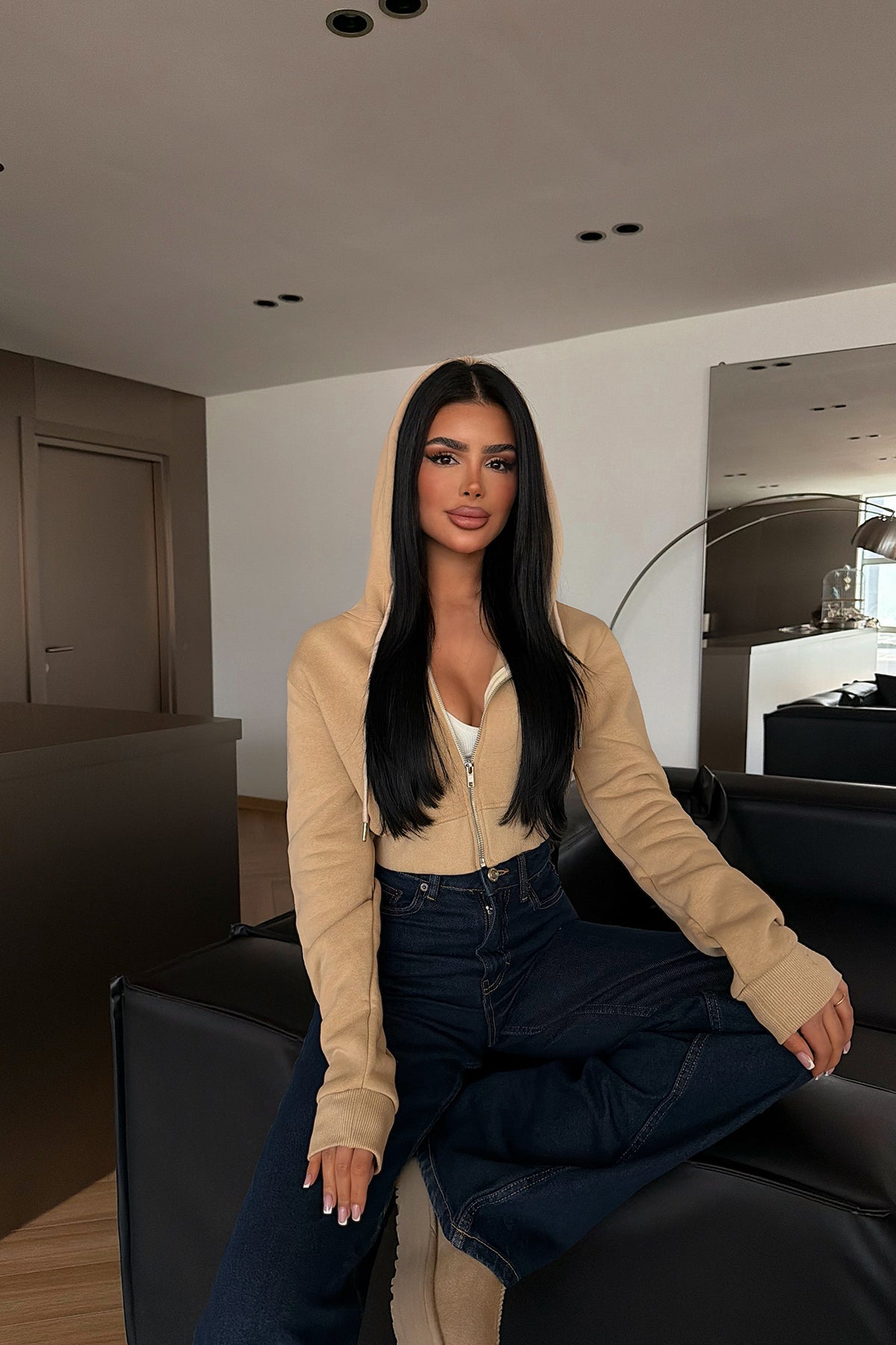 Bej Caiden Crop Hırka 4