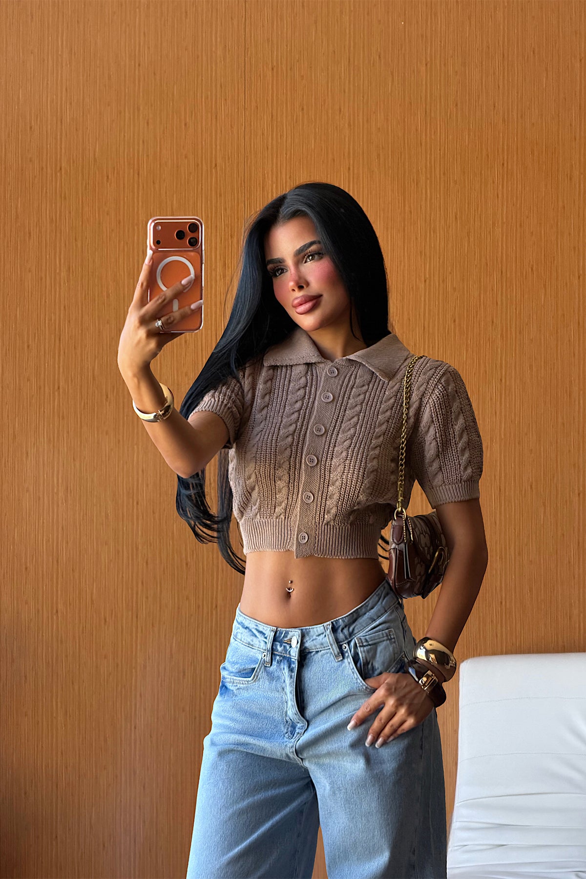 Bej Biyuni Crop Hırka 8