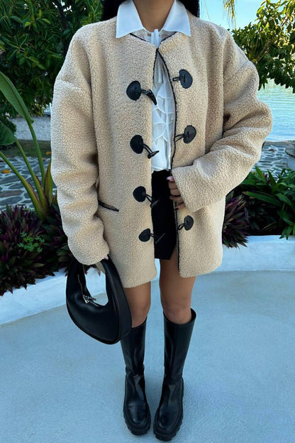 Beige Serenity Button-Front Coat