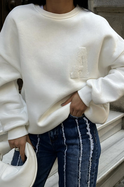 White A Embroidered Sweat