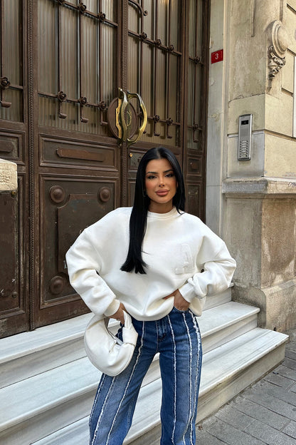 White A Embroidered Sweat