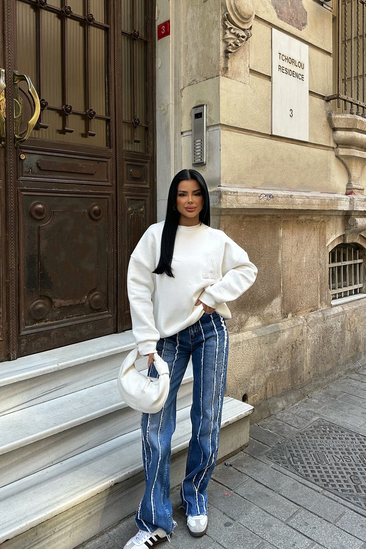 White A Embroidered Sweat