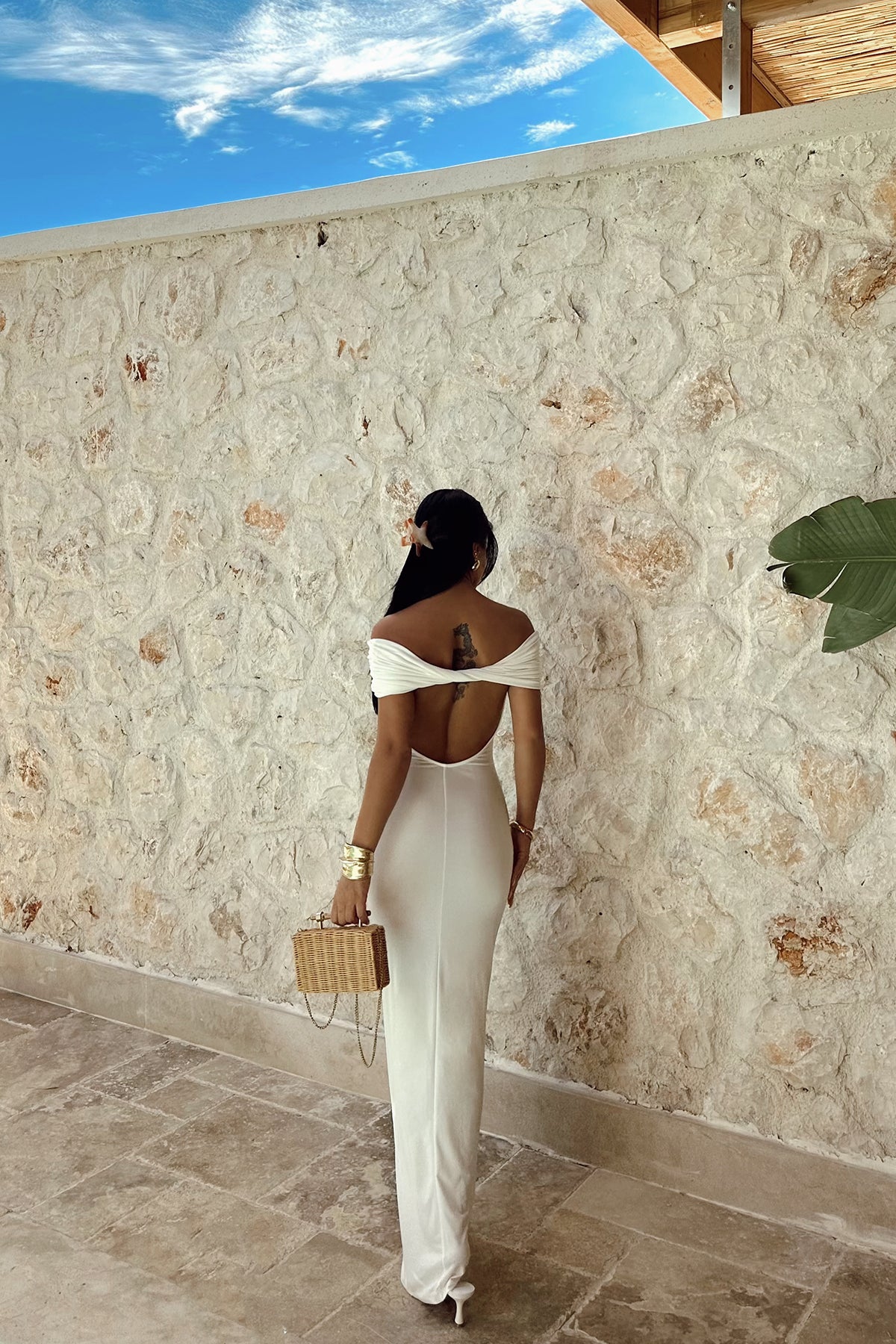 White Brunella Back Detailed Dress