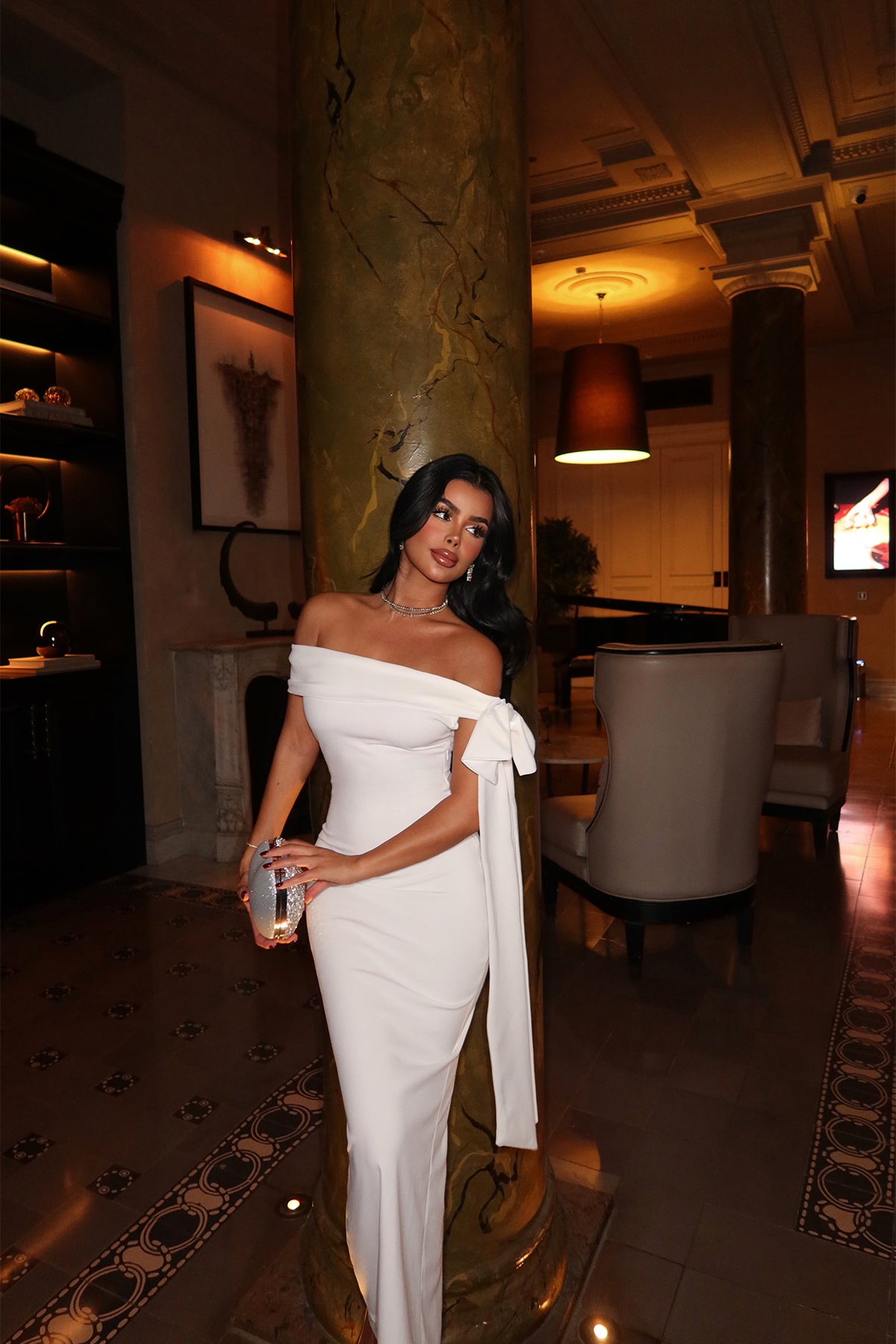 Beyaz Brianna Midi Elbise 4