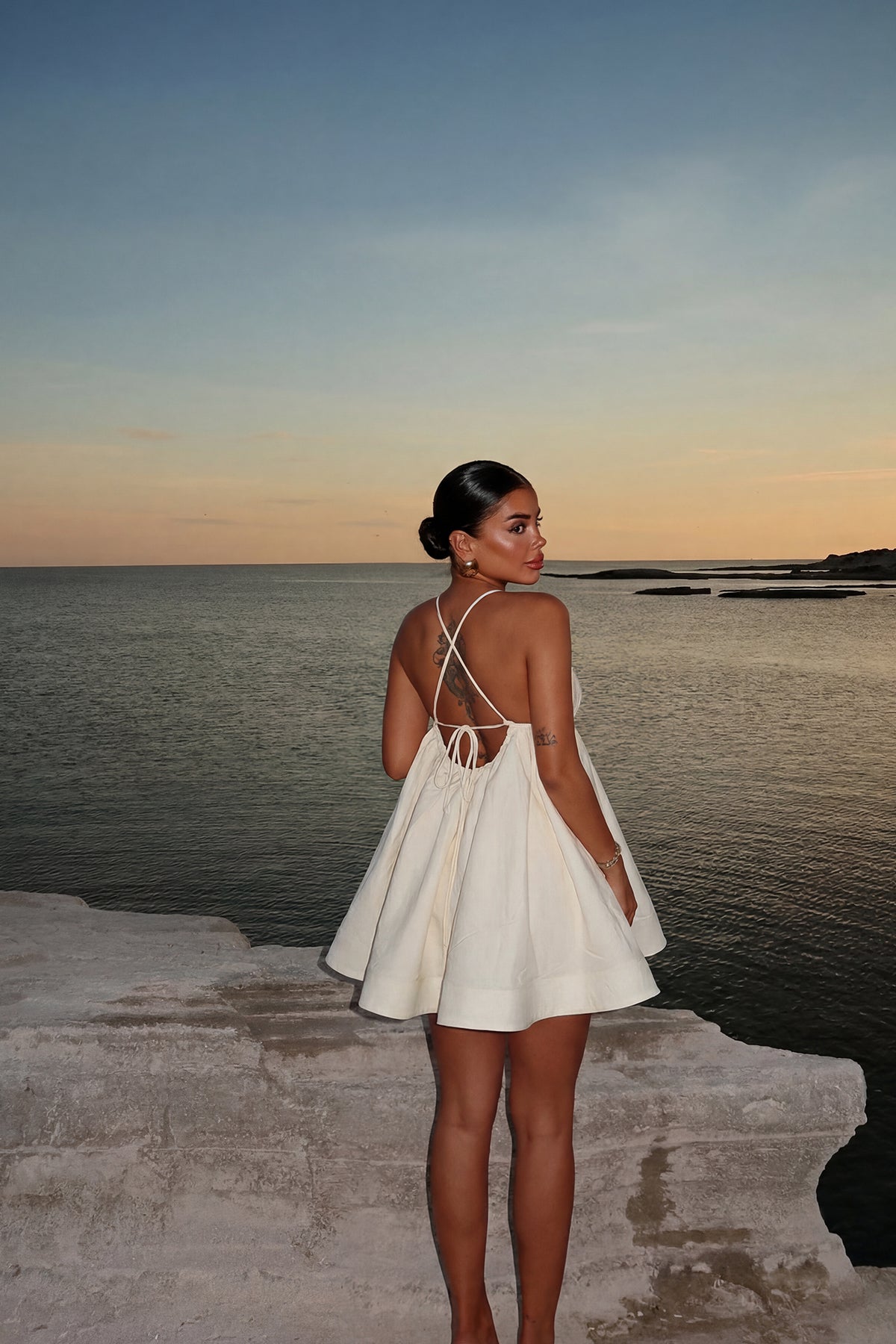 Beyaz Askılı Mini Elbise ATE3565 12