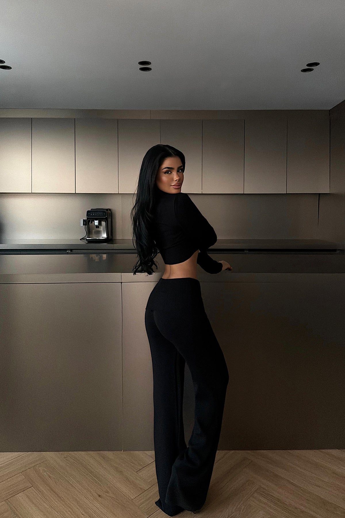 Black Double Zip Knit Set