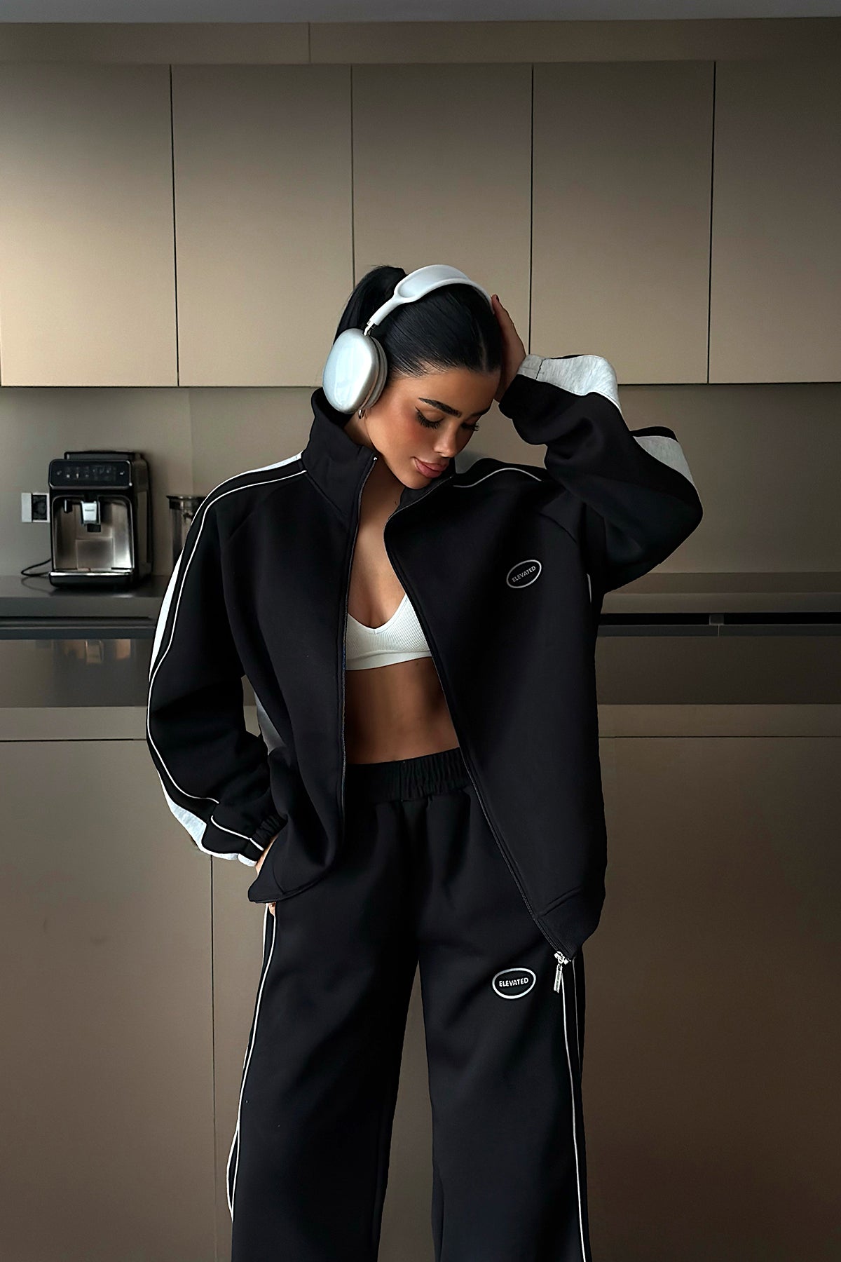 Black Elevated Print Tracksuit