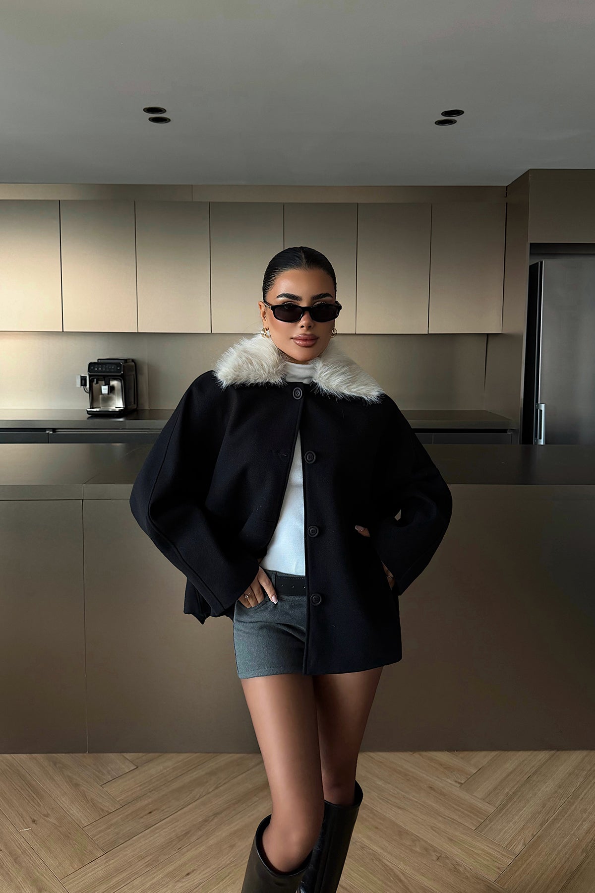 Black Fur Detail Jacket
