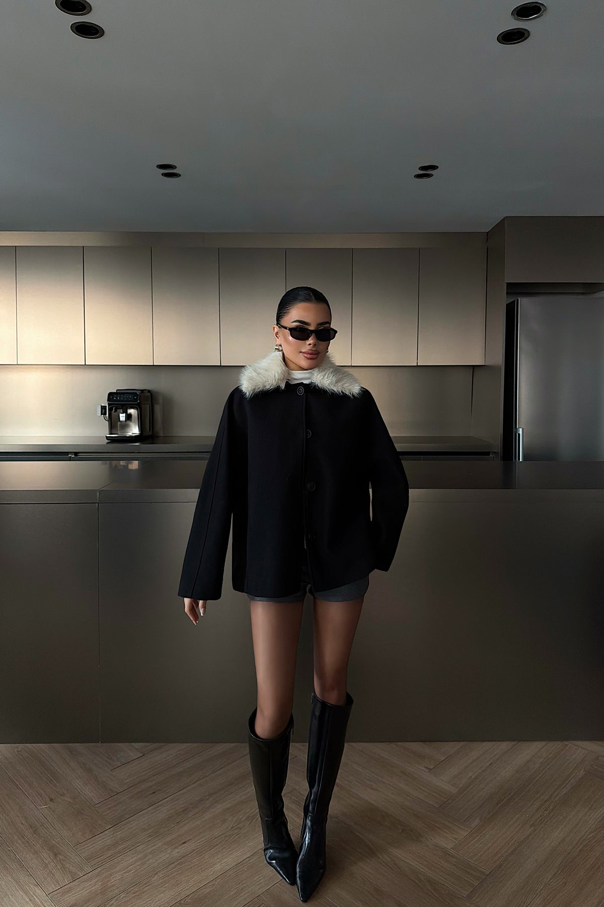 Black Fur Detail Jacket
