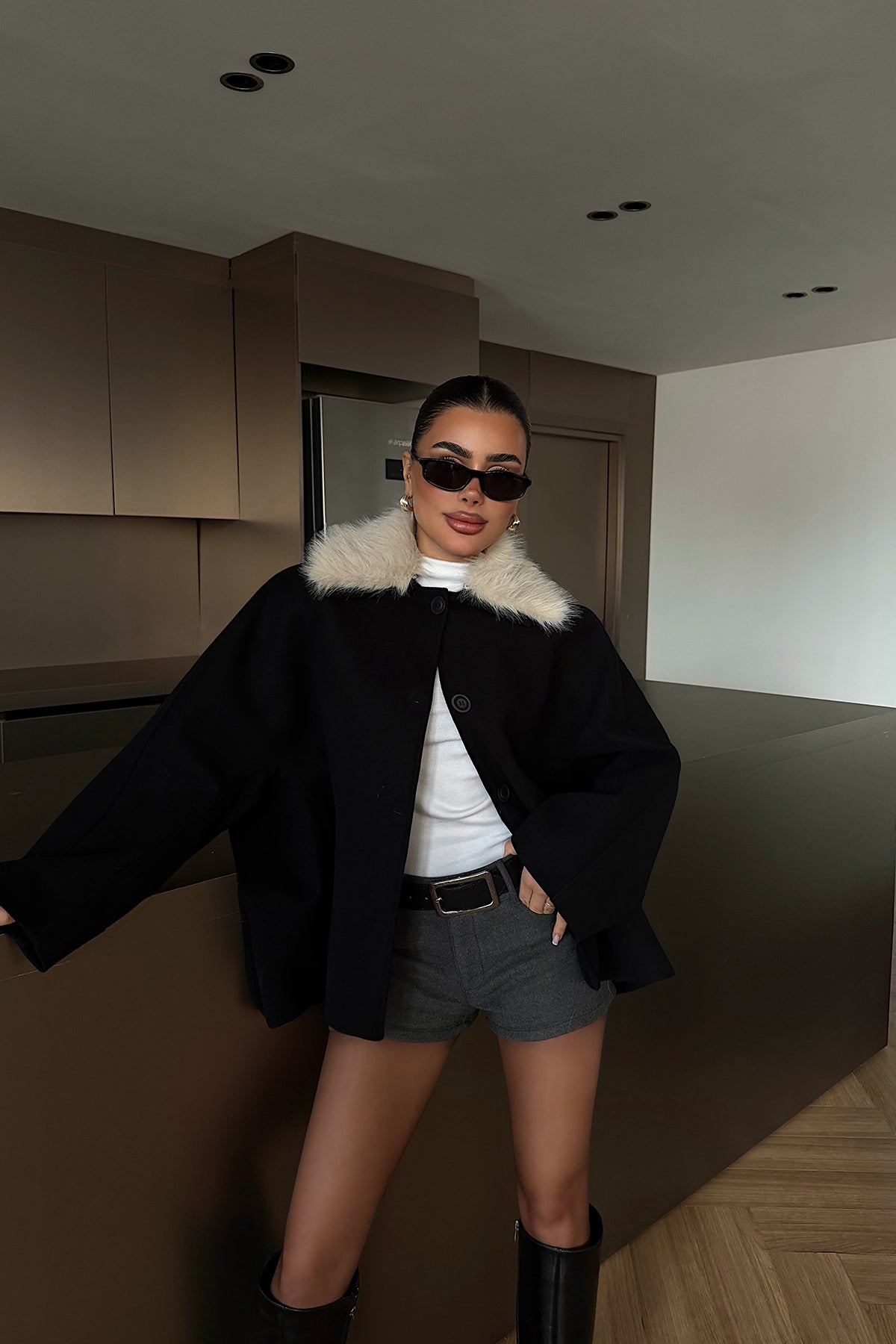 Black Fur Detail Jacket