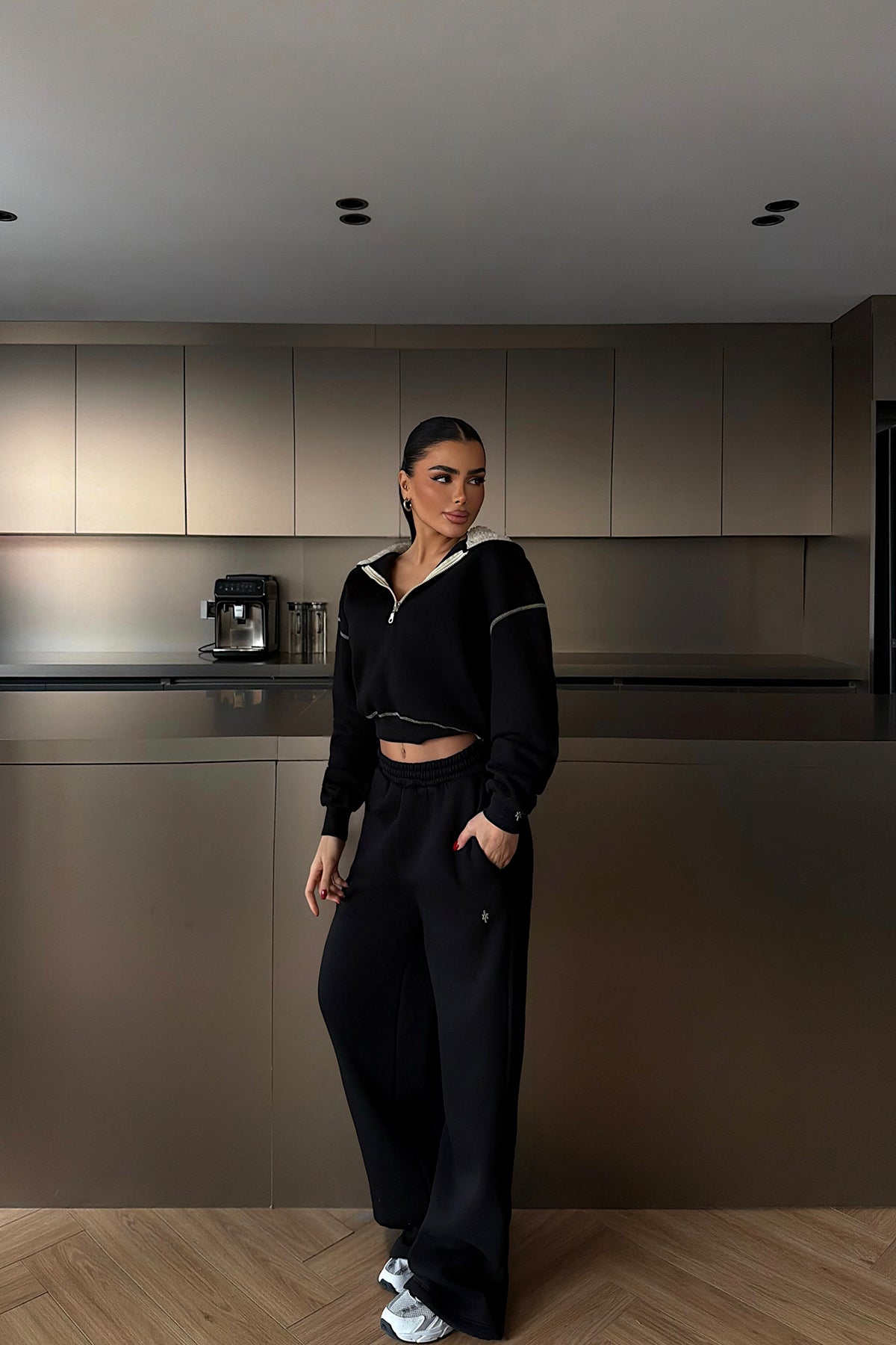 Black Half-Zip Tracksuit