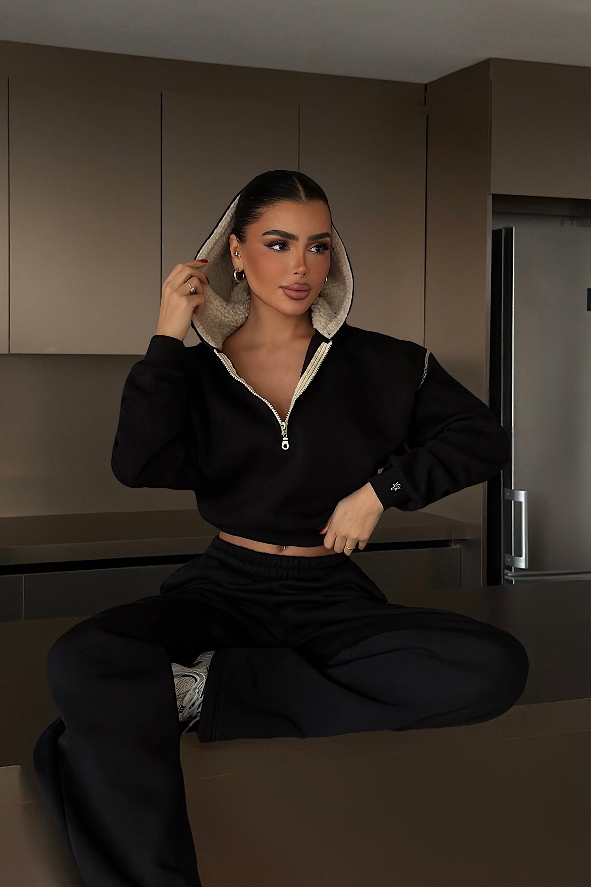 Black Half-Zip Tracksuit
