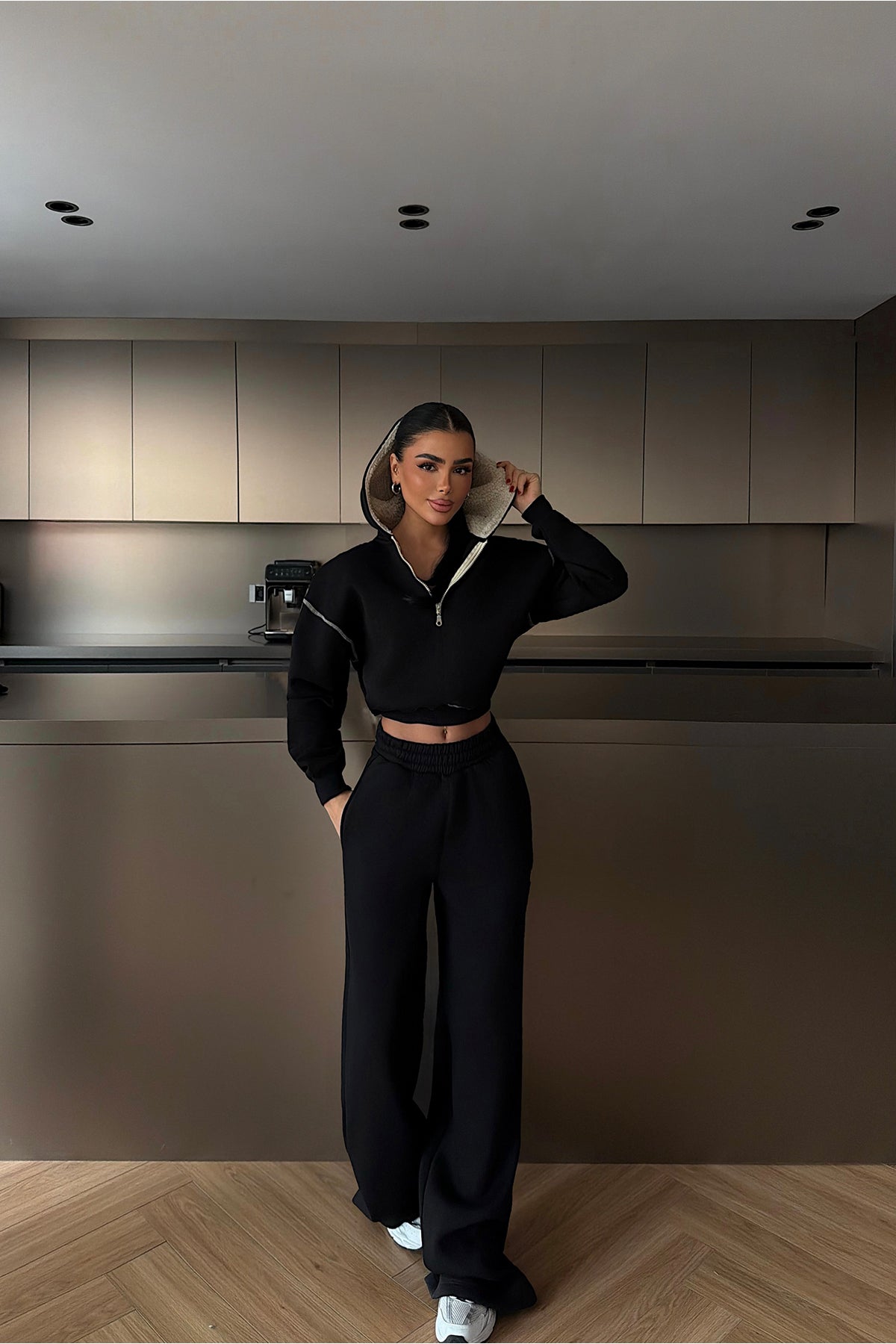 Black Half-Zip Tracksuit