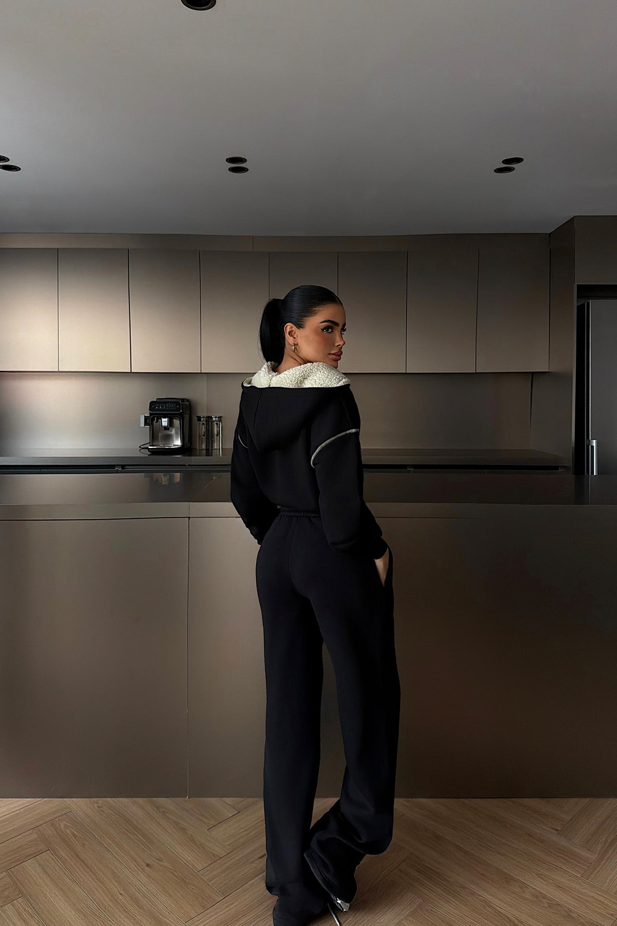 Black Half-Zip Tracksuit