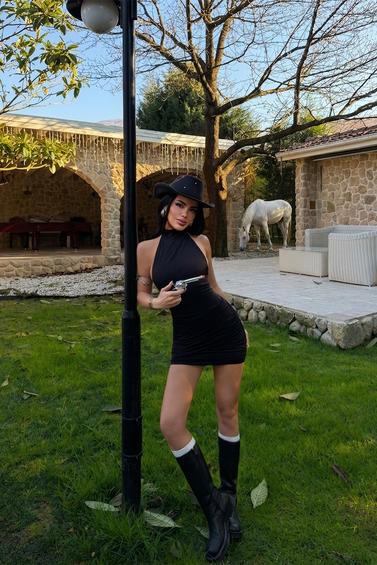 Black Halter Neck Mini Dress